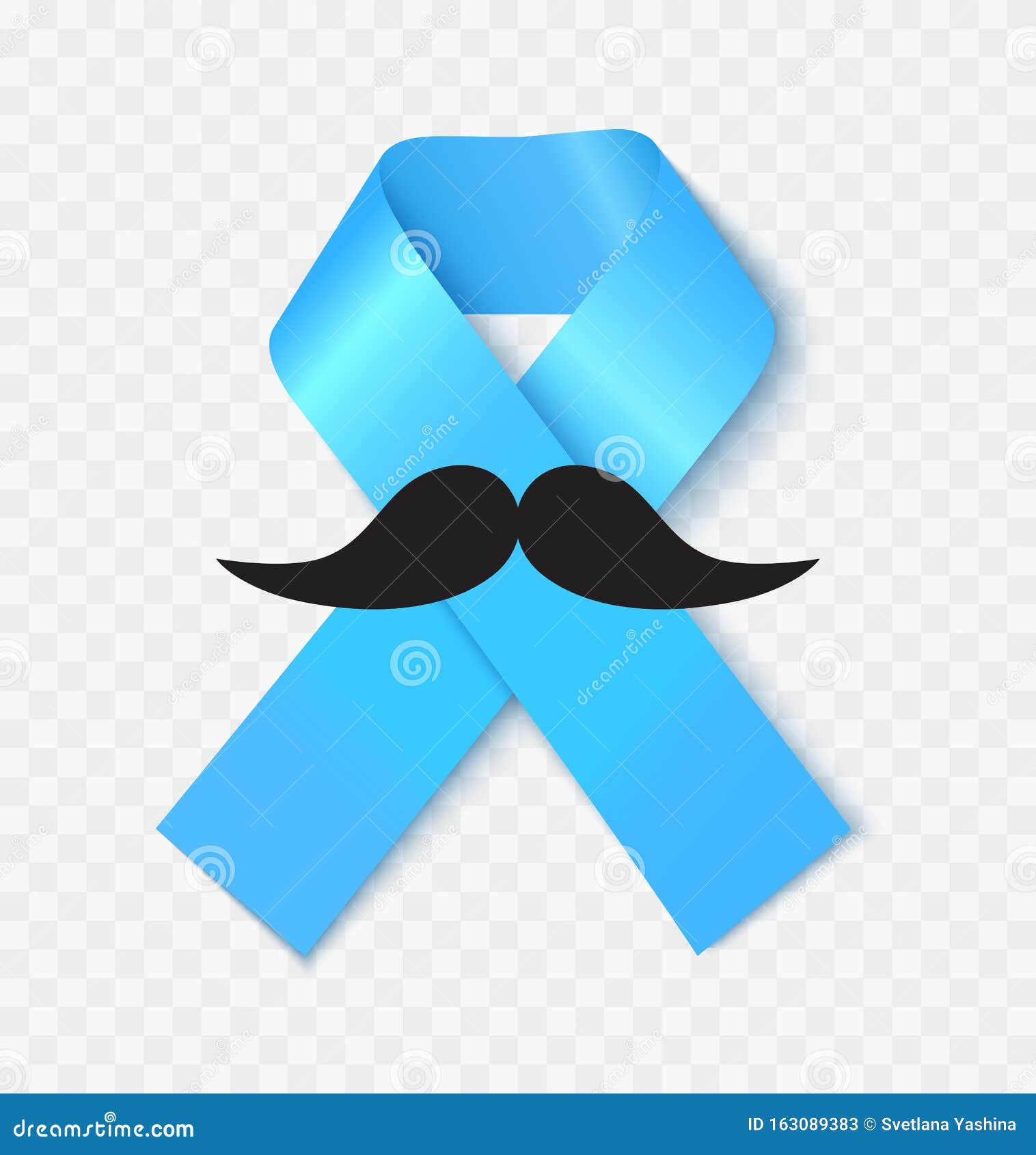 Blue Prostate Cancer Awareness Ribbon Realistic Vector Illustration