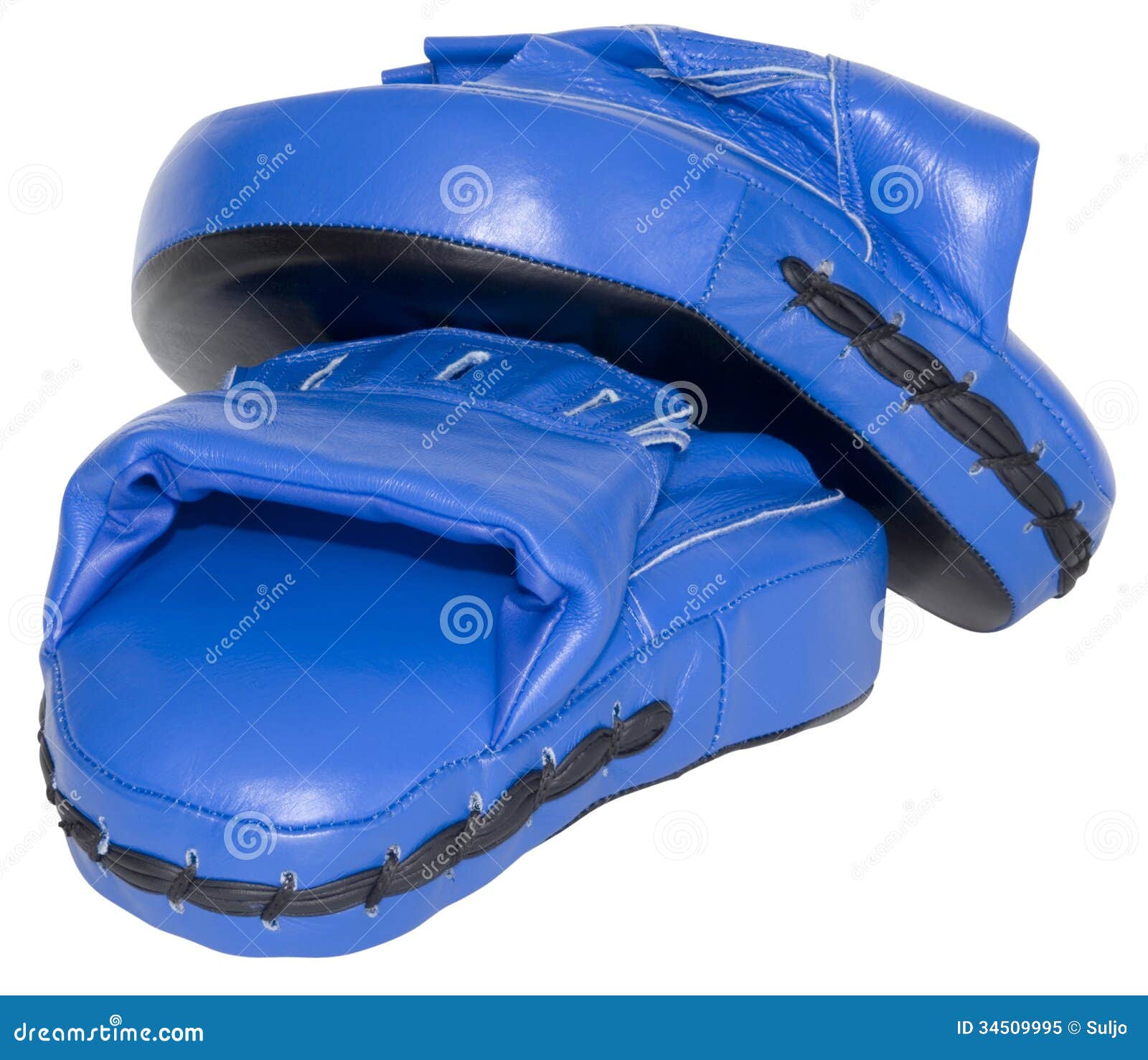 Blue Punching Focus Mitts Cutout Stock Image Image of muffler, cutout 34509995