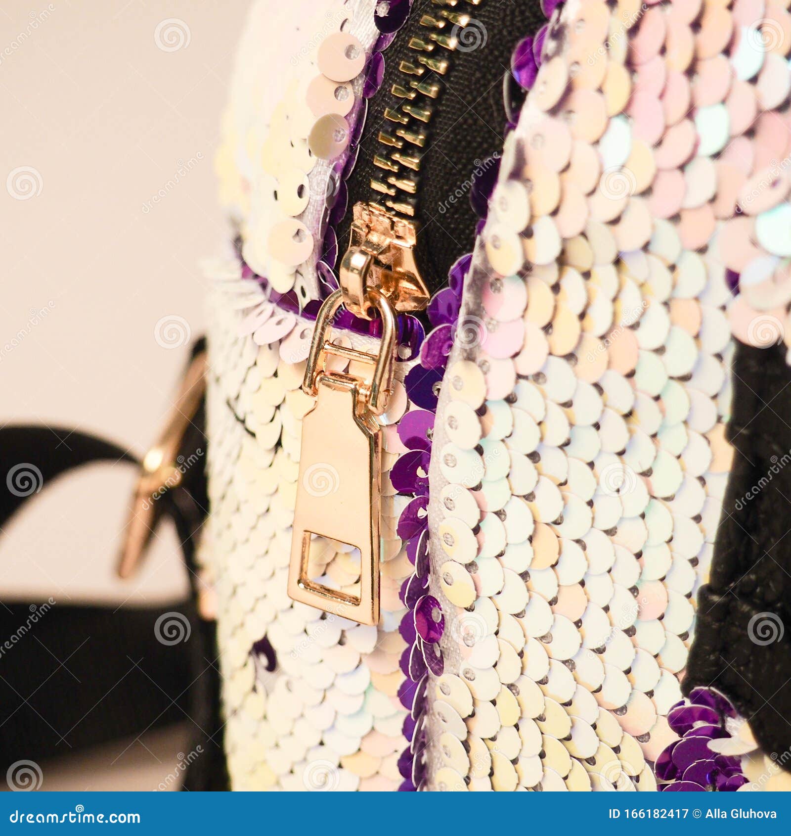 Blue and Purple Sequins on Designer Clothes and Accessories