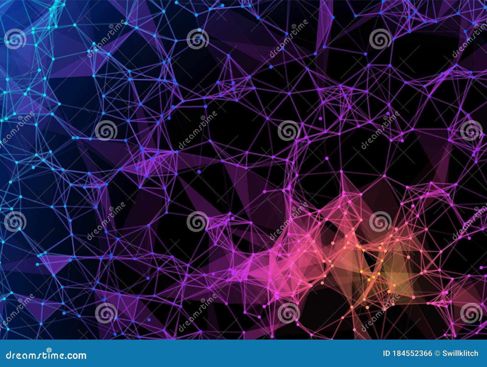 Blue and Purple Vibrant Triangular Grid in Futuristic Technology Style