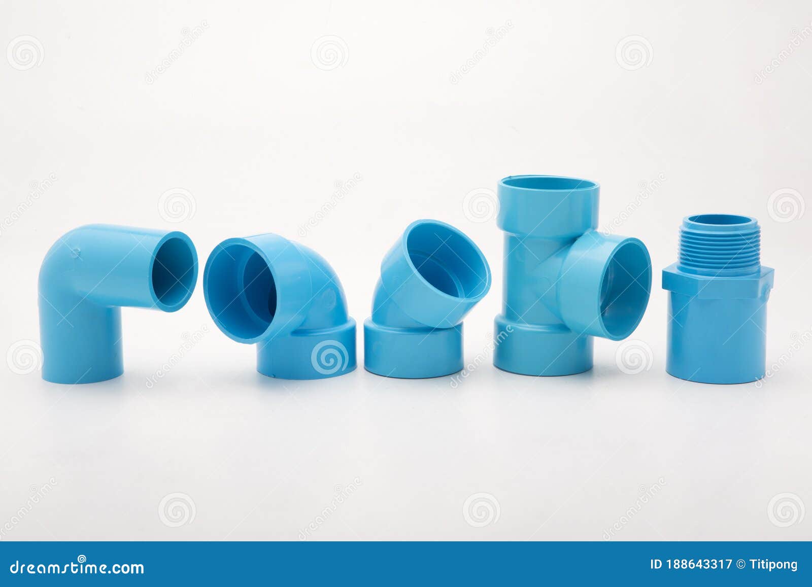 Blue Pvc Pipe Connection Isolated on White Stock Image Image of