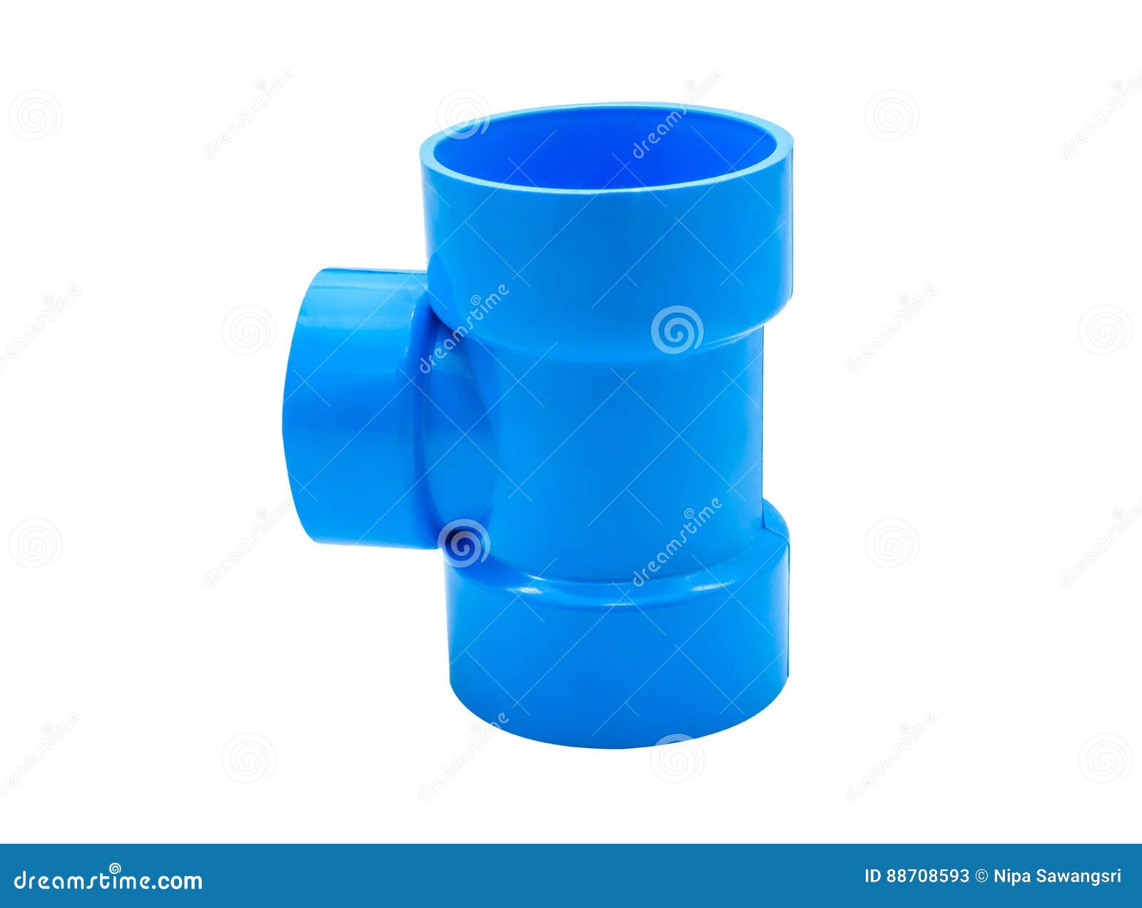 Blue Pvc Pipe Connection With Valve Isolated On White Stock Image