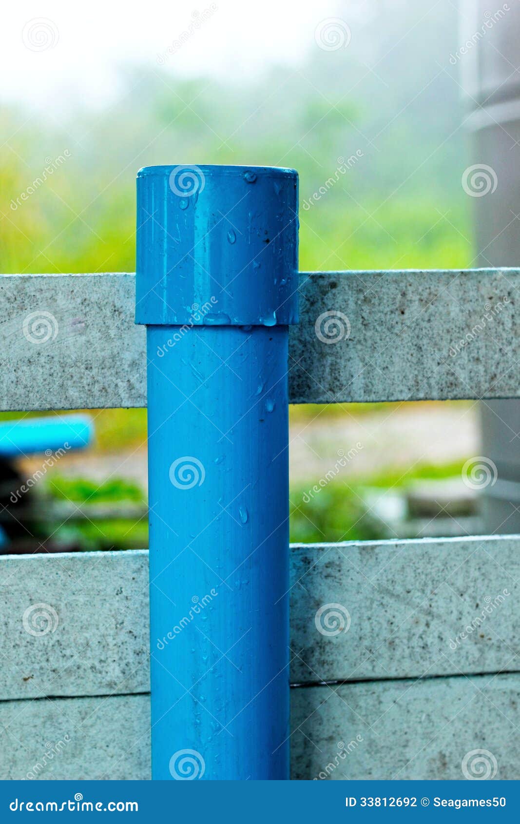 Blue PVC Pipe for the Faucet. Stock Photo Image of flowing, plumbing