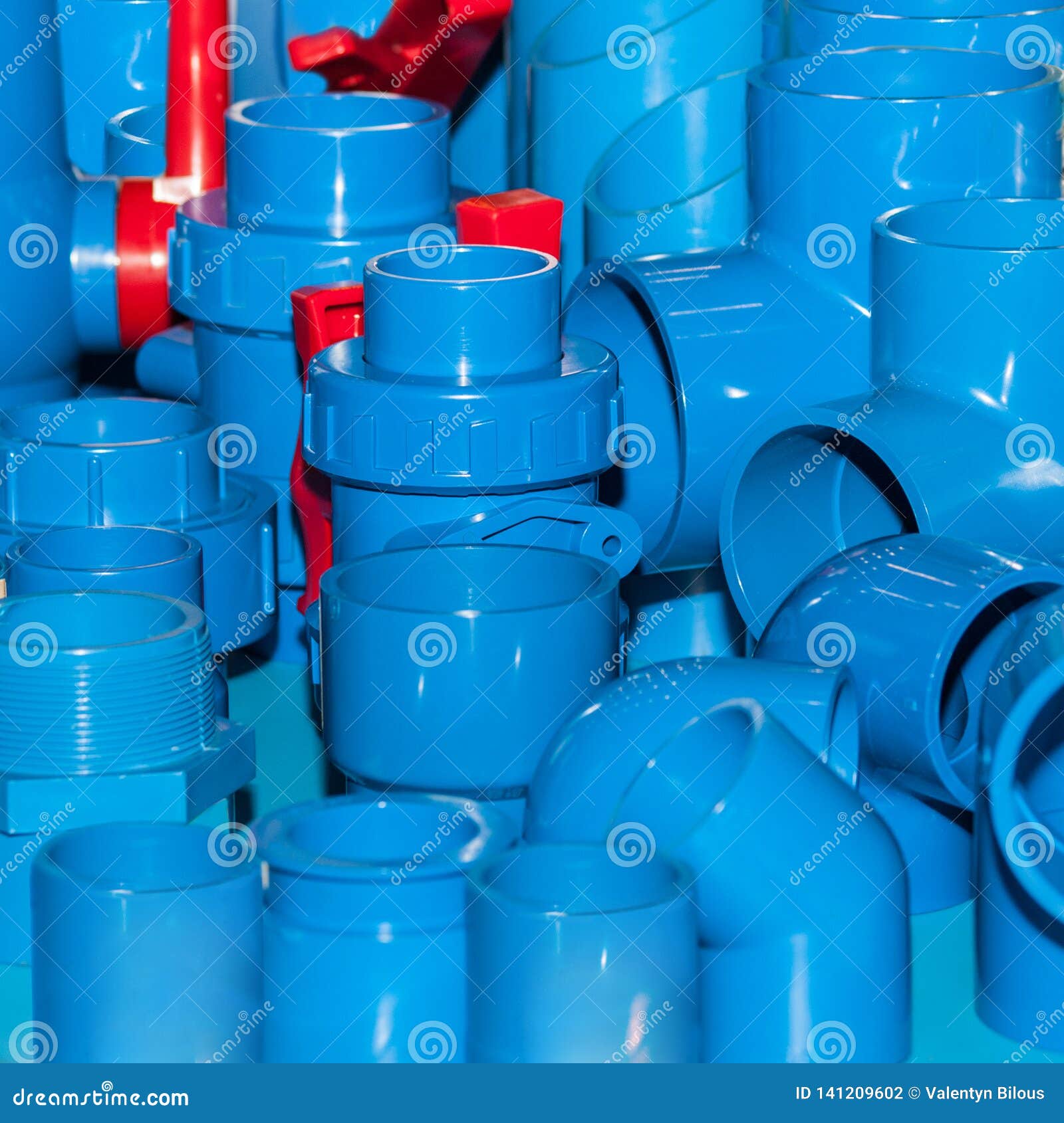 Blue PVC Pipe Joints and Pipe Clips Stock Photo Image of plastic