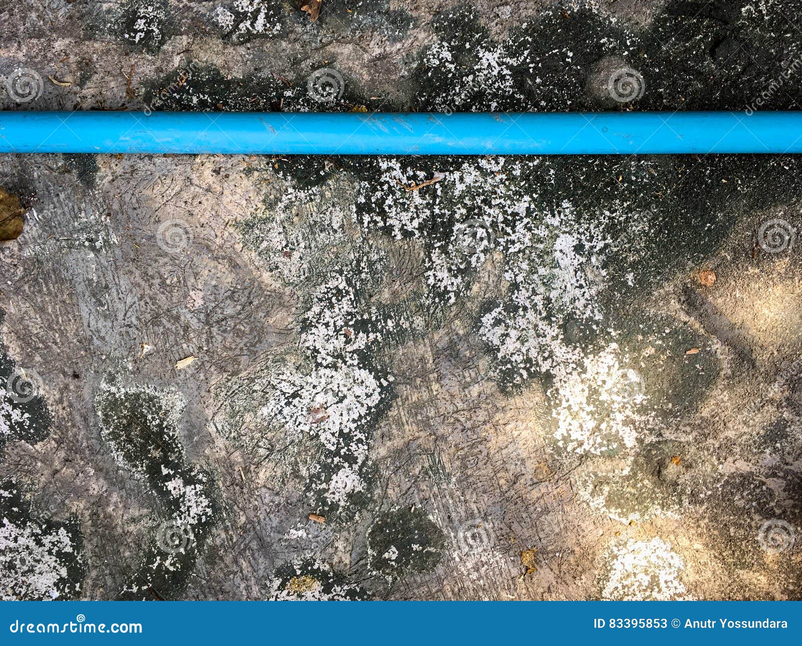 Blue PVC Pipe Line on Concrete Floor Background. Stock Image Image of