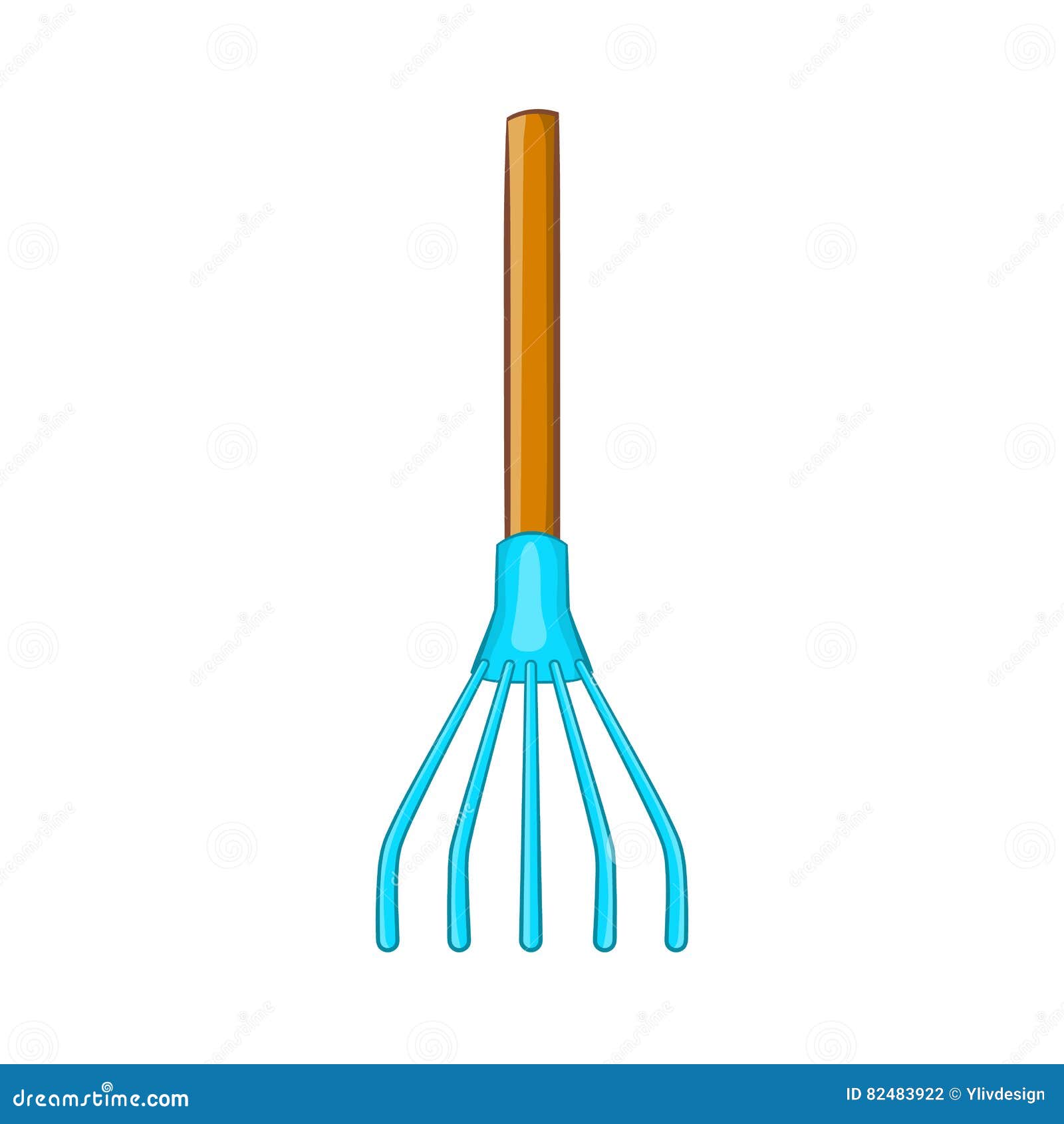 Blue Rake Icon in Cartoon Style Stock Vector - Illustration of gardener