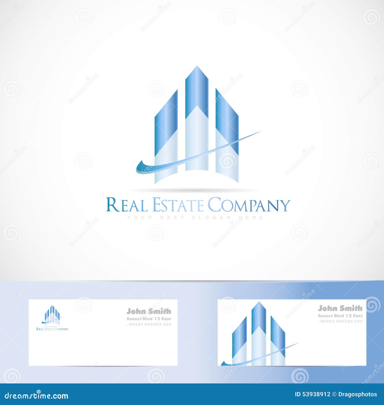 Blue Real Estate Logo Design Stock Vector Illustration of shape, design 53938912