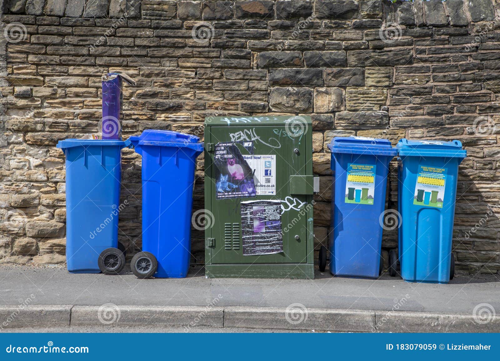 Blue Recycling Bins in Sheffield Editorial Stock Image Image of