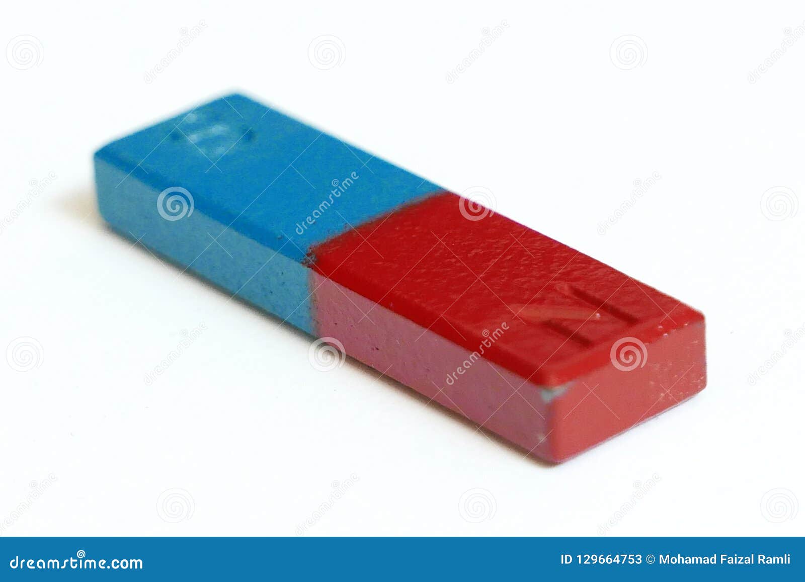 Blue and Red Color Rectangular with North and South Pole