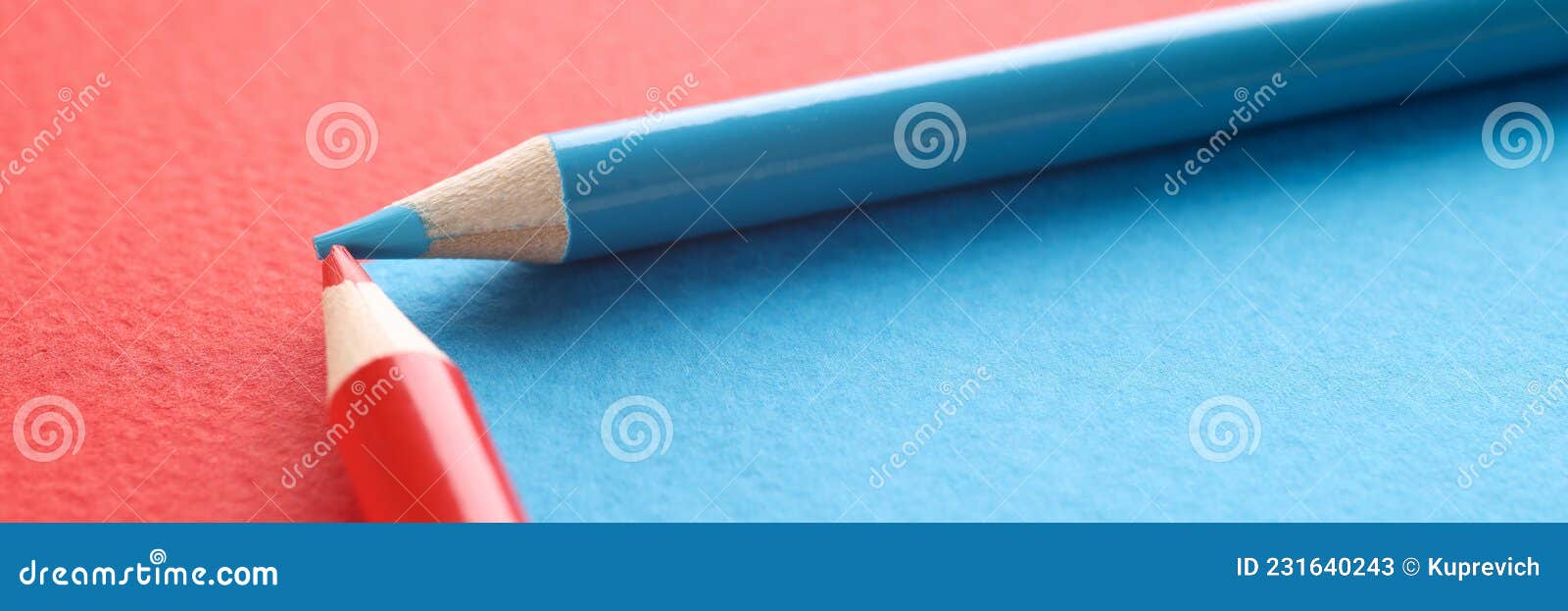 Blue and Red Pencils on Red and Blue Background Stock Image Image of hobby, pencils 231640243