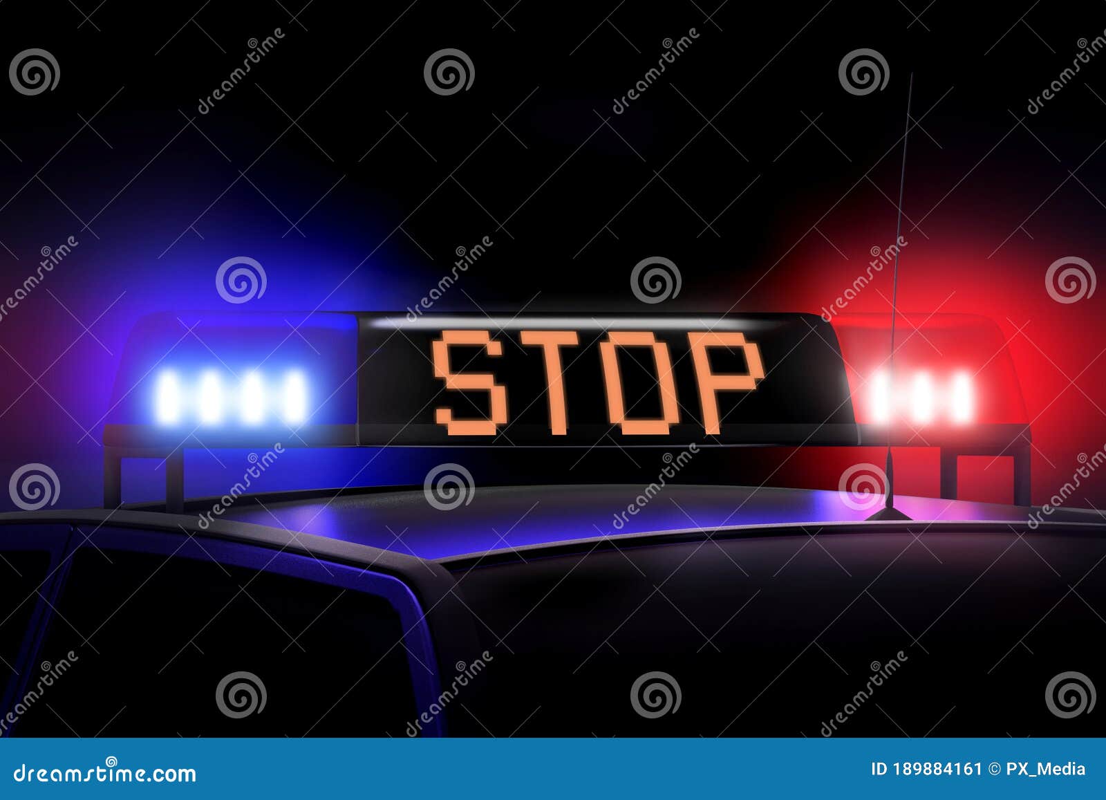 Police Car Lights. Security Sheriff Cars Headlights And Flashers