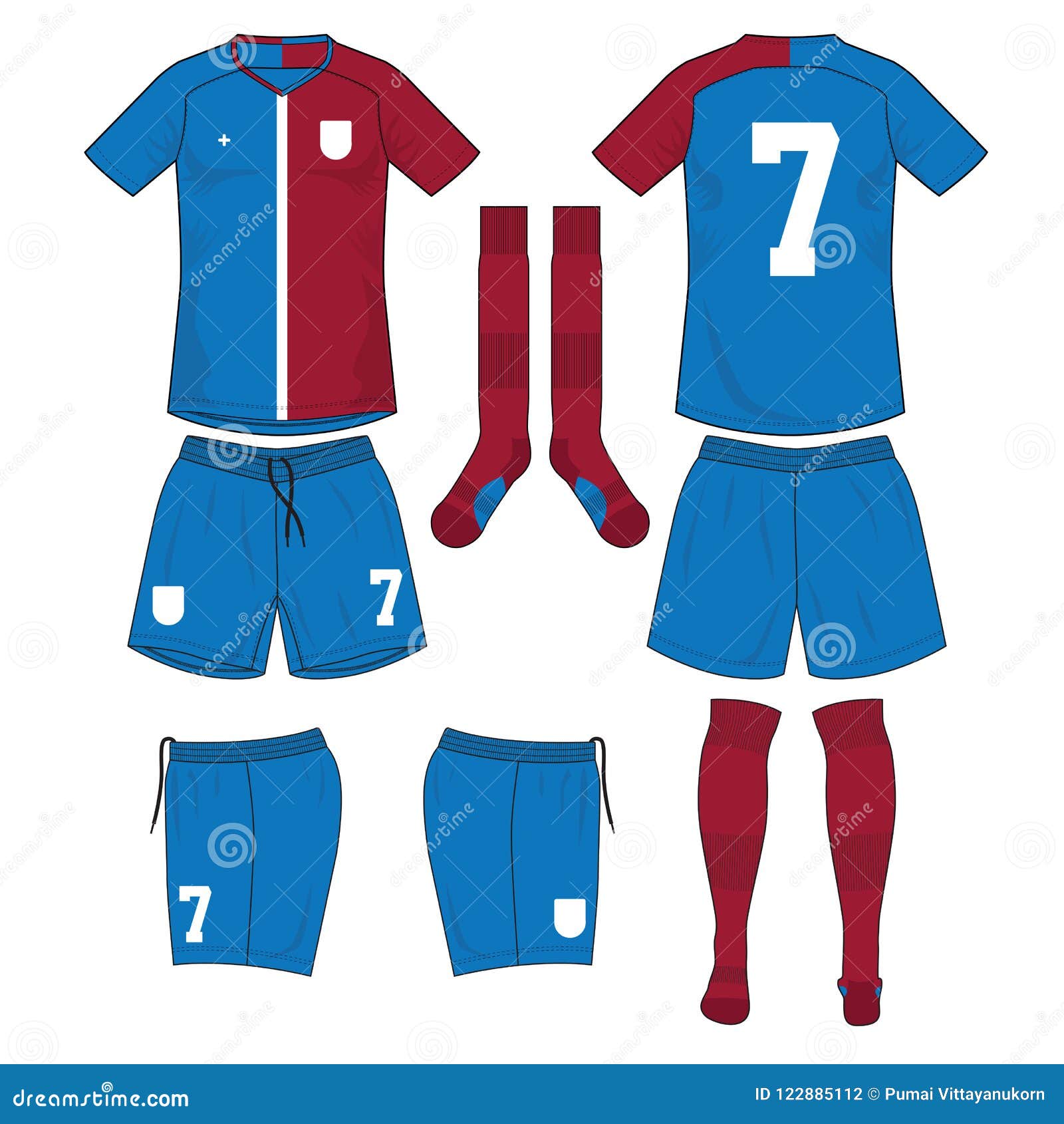 red blue soccer jersey