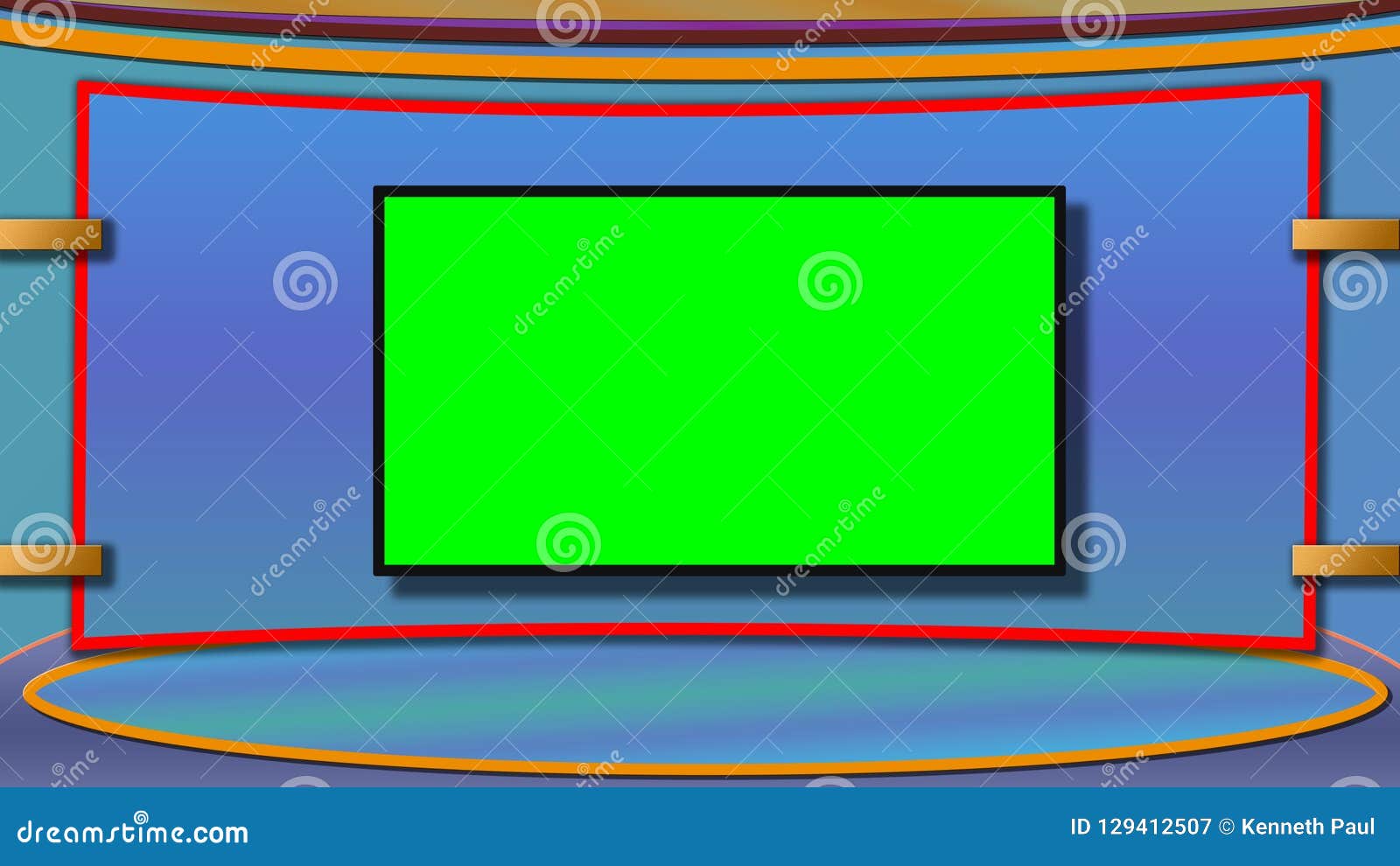 Tv News Studio Background With Greenscreen Stock Illustration Illustration Of Show Backdrop