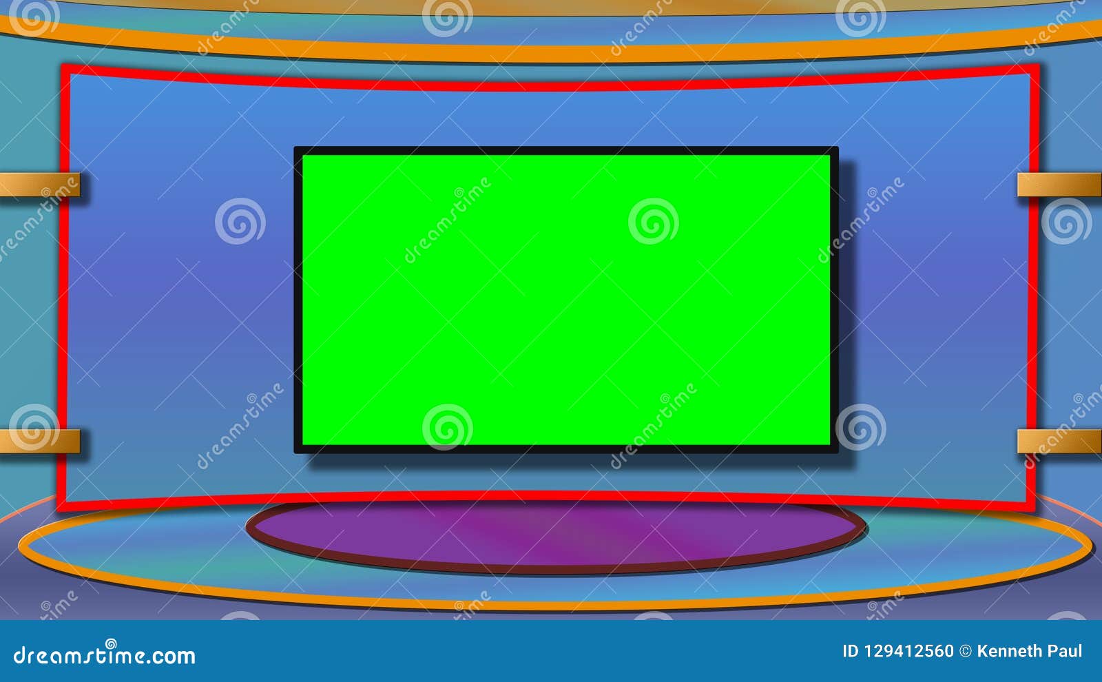 TV News Studio Background with Greenscreen Stock Illustration -  Illustration of television, concept: 129412560