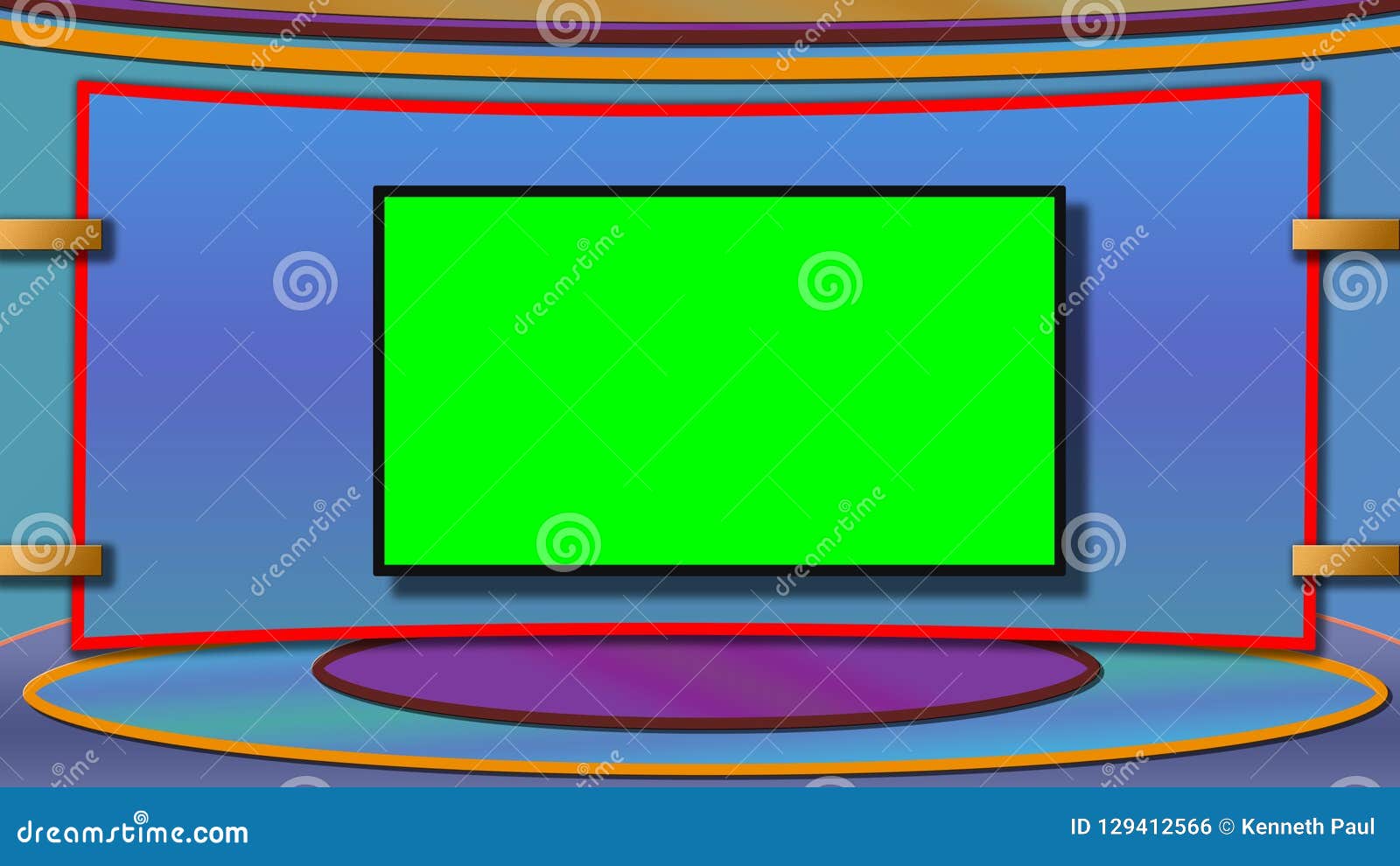 Tv News Studio Background With Greenscreen Stock Illustration Illustration Of Digital Modern