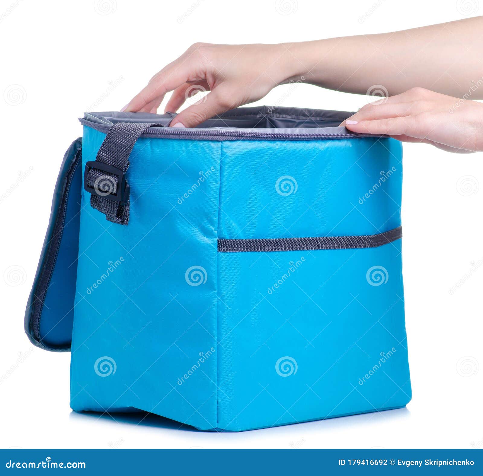 Blue Refrigerator Bag in Hand Stock Photo Image of cooler, clipping