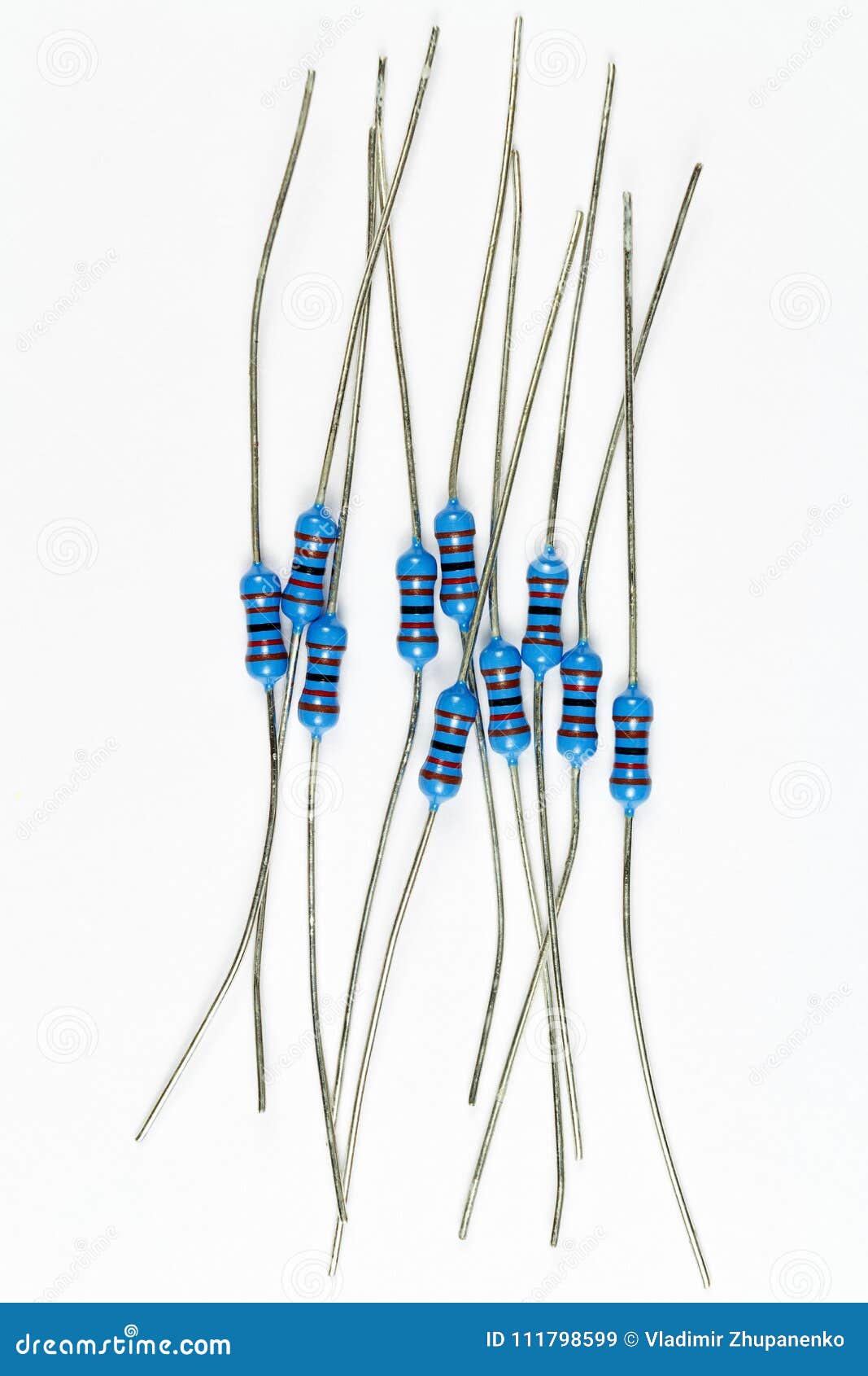 Blue Resistors in Bulk on a White Background Stock Image Image of