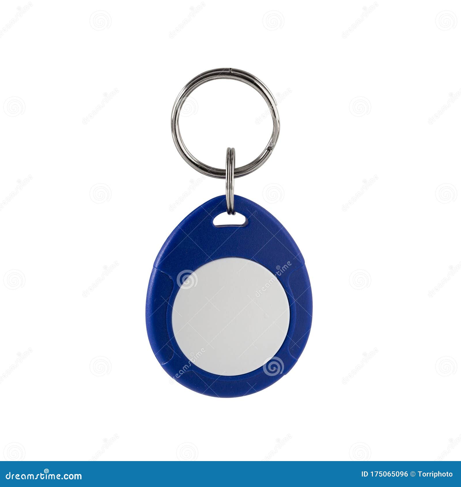 Blue RFID Keychain Tag Isolated on White Background Stock Photo Image