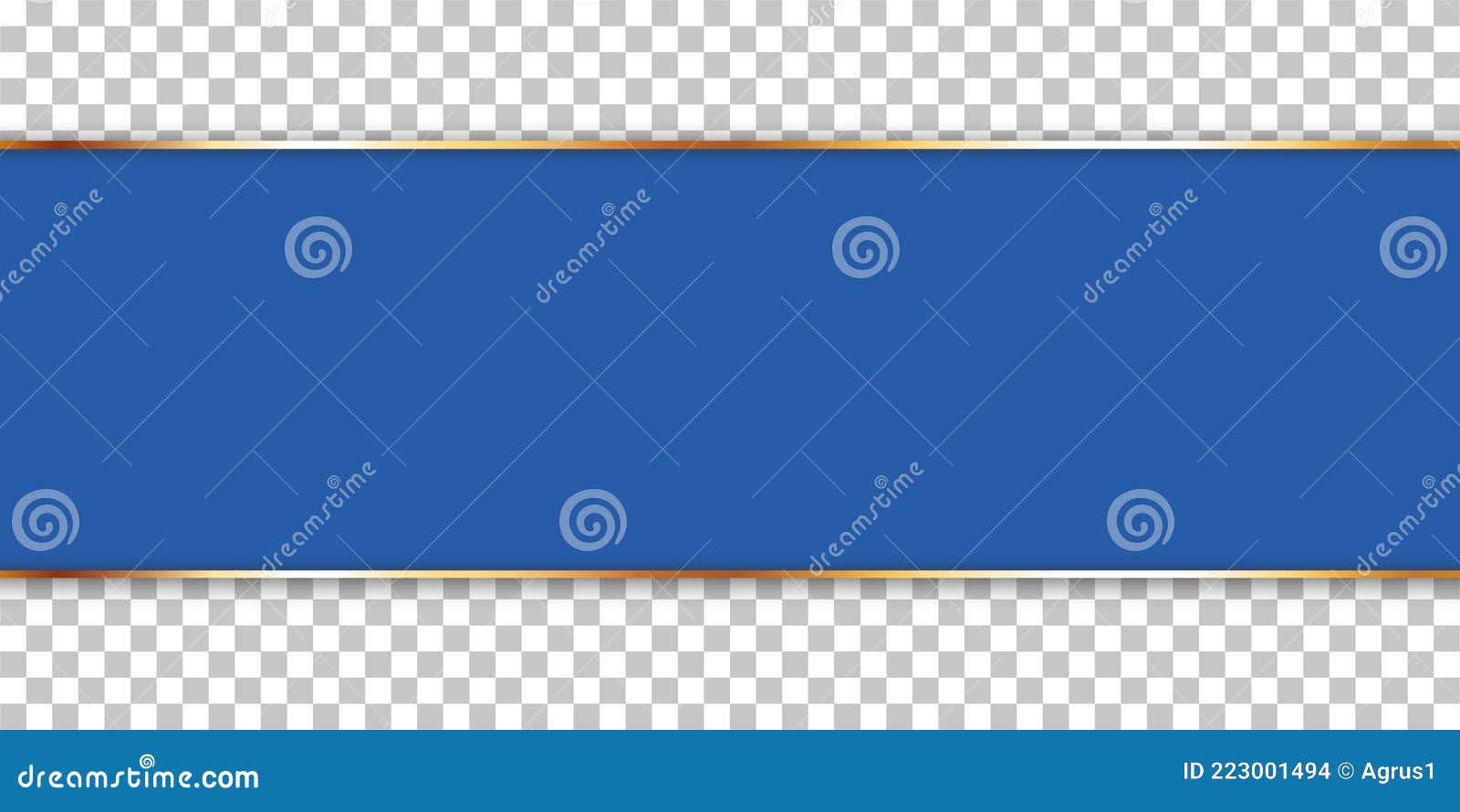 Blue Ribbon Banner with Gold Frame on Transparent Background Stock Vector -  Illustration of banners, blank: 223001494