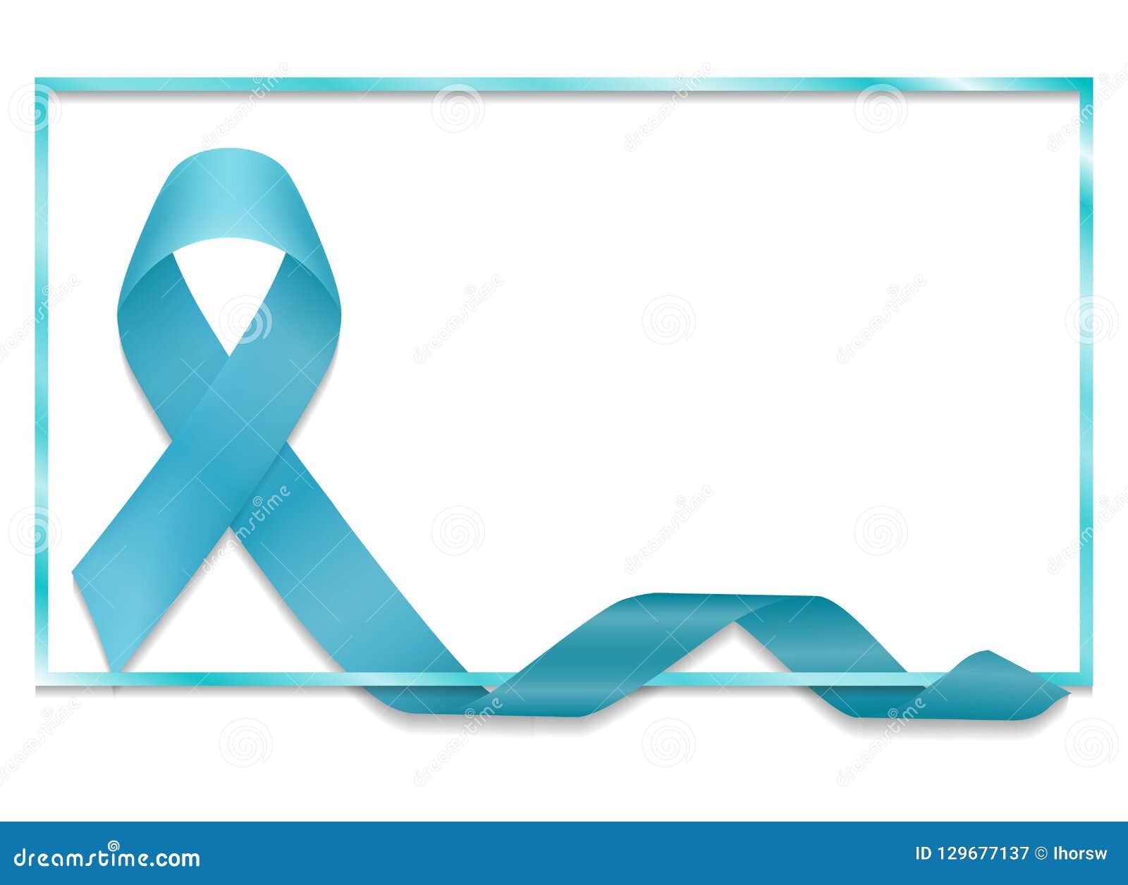 Blue Ribbon with Border Vector, Isolated on White Background. Prostate ...