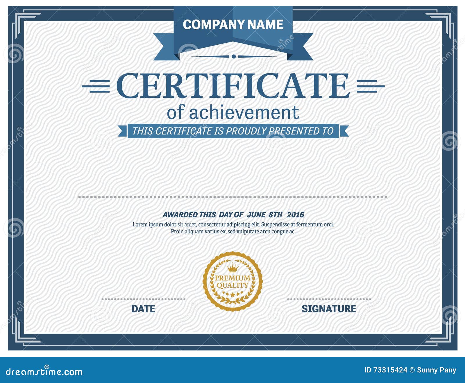 blue ribbon certificate diploma template vector illustration stock blue ribbon award template