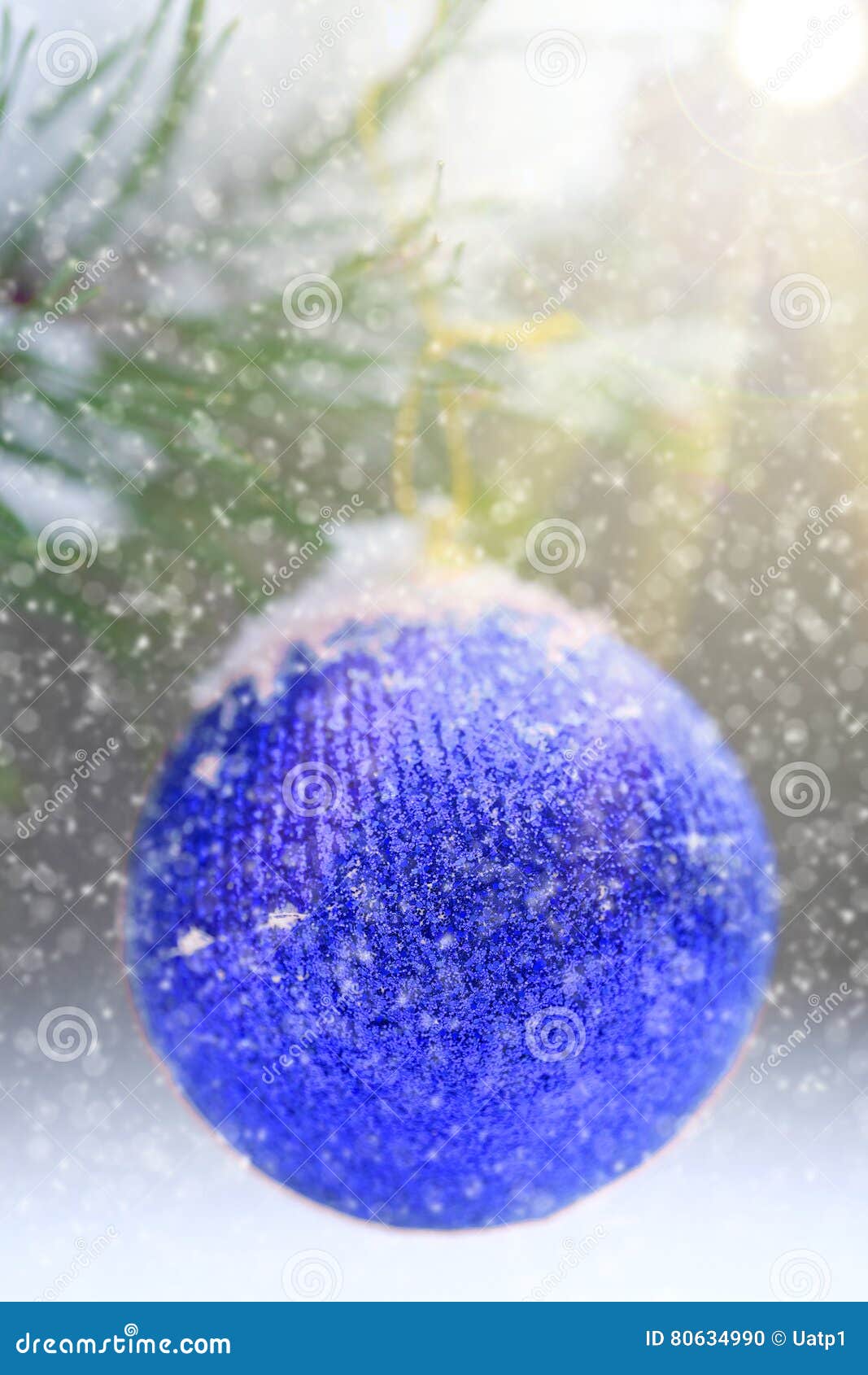 Blue Ribbon on the Christmas Tree Stock Photo Image of holliday, ball