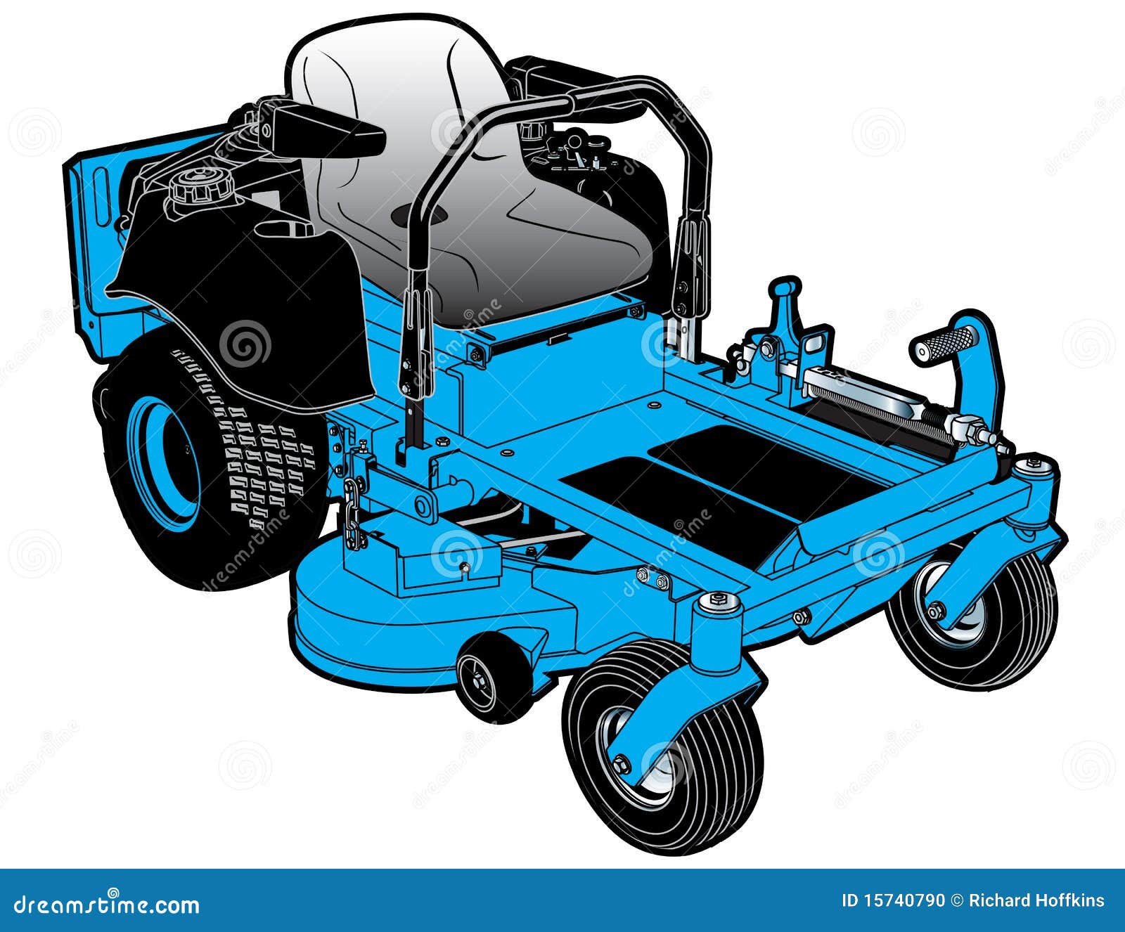 Blue Riding Lawn Mower stock illustration. Illustration of tool 15740790