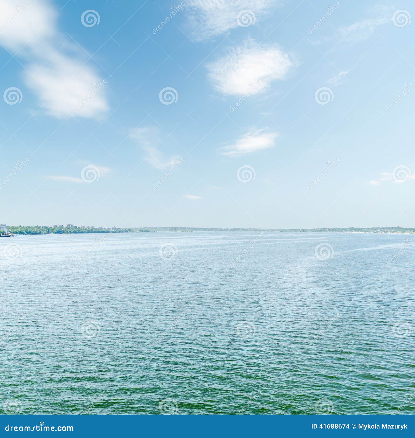 Blue River and Sky with White Clouds Stock Photo Image of rural, horizon 41688674