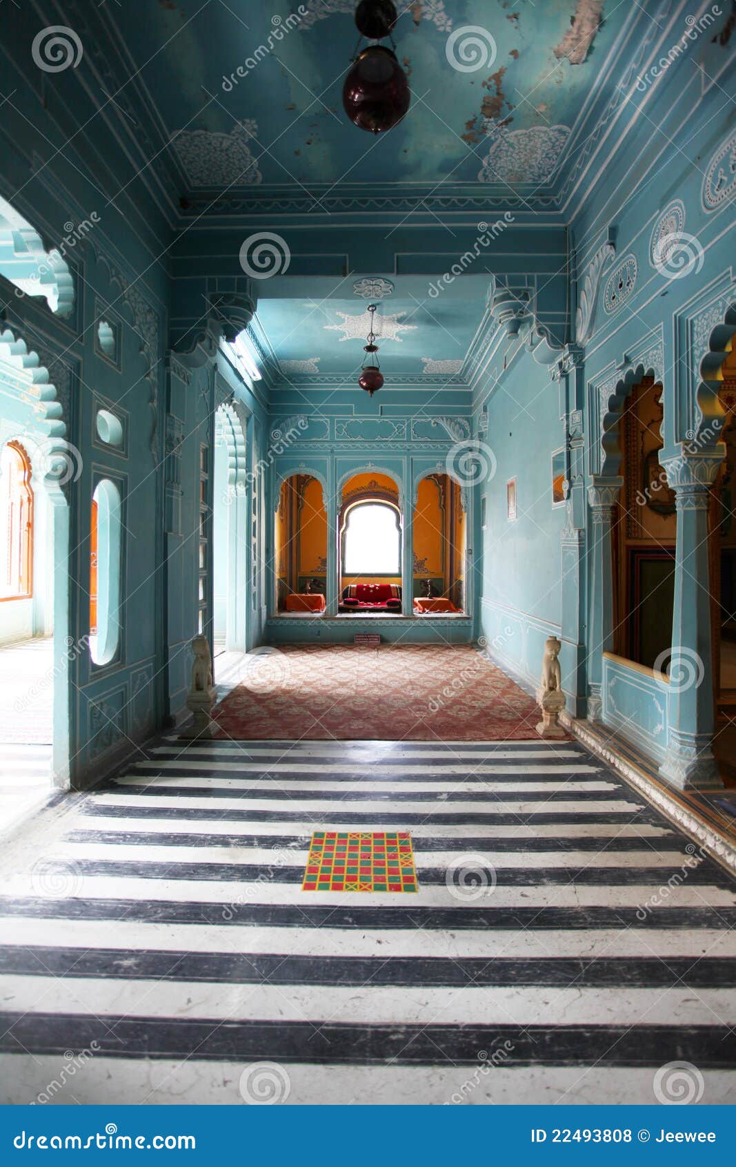 Blue Room (interior) Of The City Palace In Udaipur Royalty Free Stock