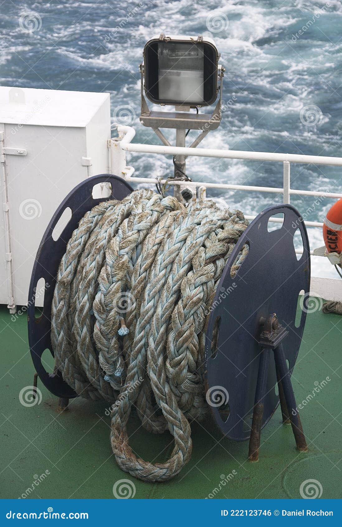 Worn Mooring Rope of the Boat, Ile De La Madeleine Cruise Stock