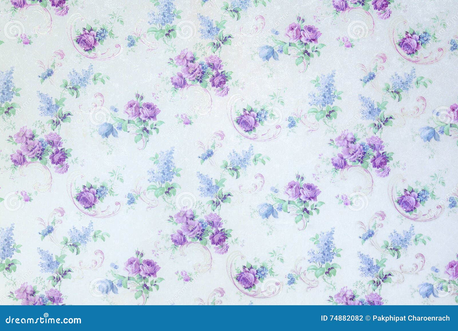 Blue Rose Flowers Backdrop Pattern on Wall Background Texture. Stock