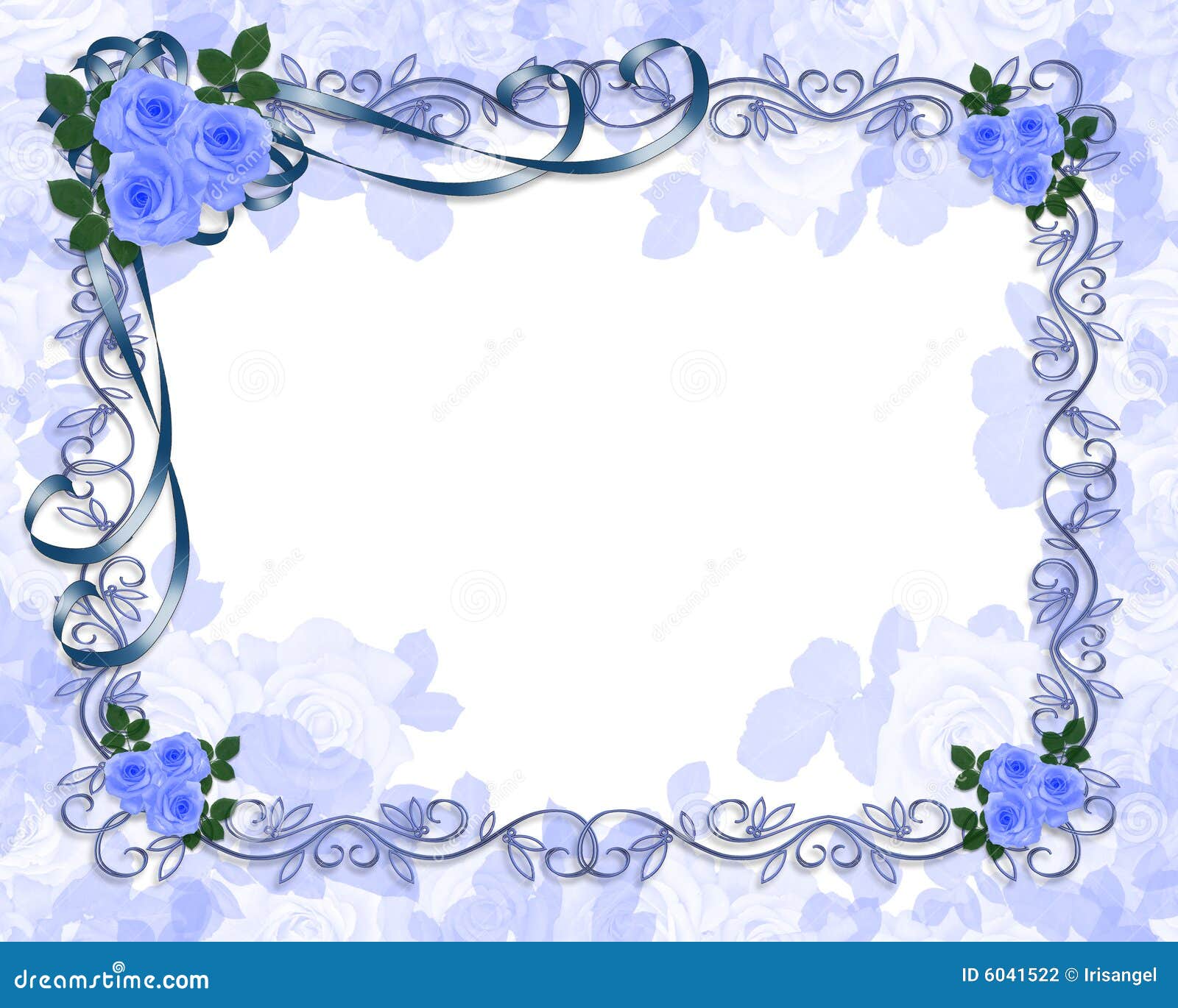 Blue Roses Wedding Invitation Stock Illustration - Illustration of ...