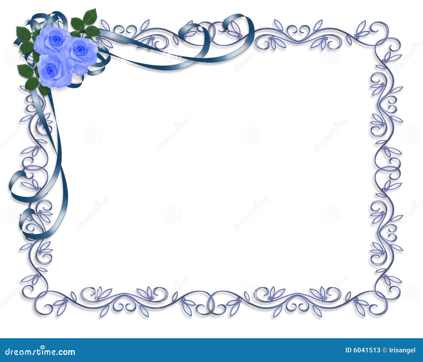 Blue Roses Wedding Invitation Border Stock Illustration ...