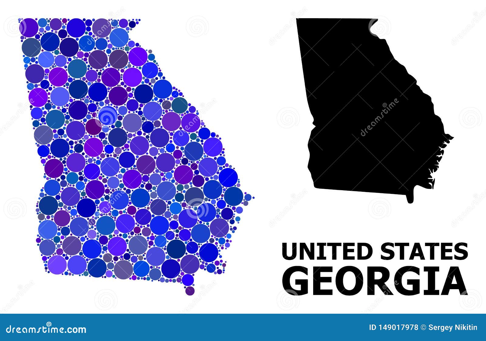 Blue Round Dot Mosaic Map of Georgia State Stock Illustration - Illustration of collage 