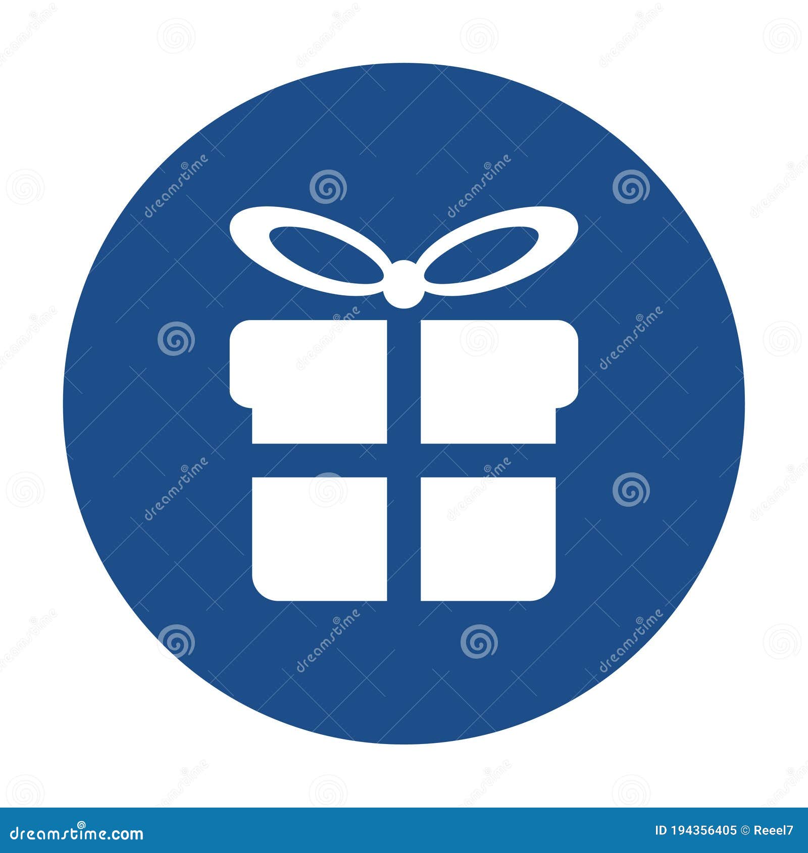 Blue Round Gift Box with Tied Bow Icon, Button Isolated on a White ...