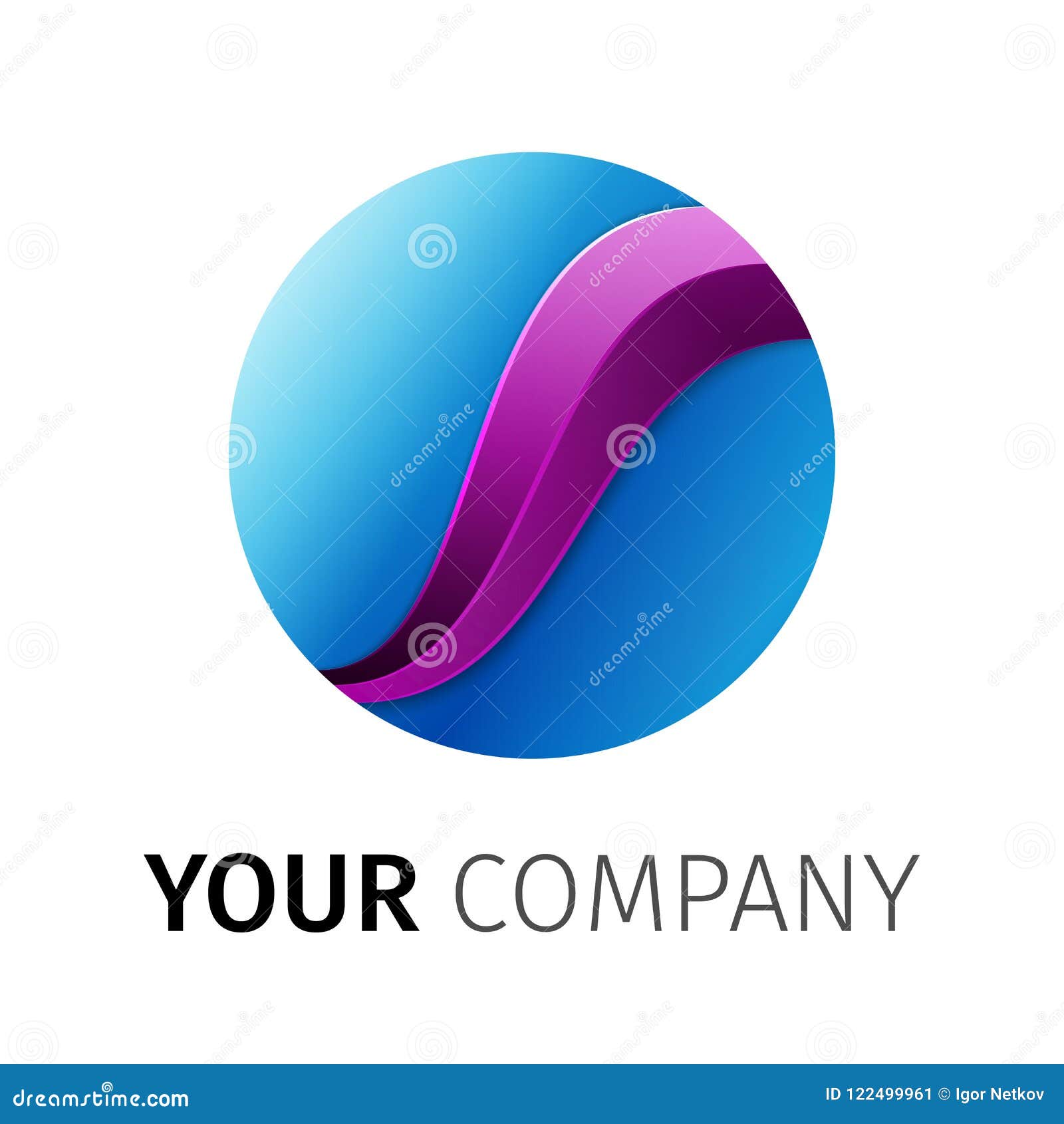 Blue Round Logo Design Ribbon Stock Vector - Illustration of modern