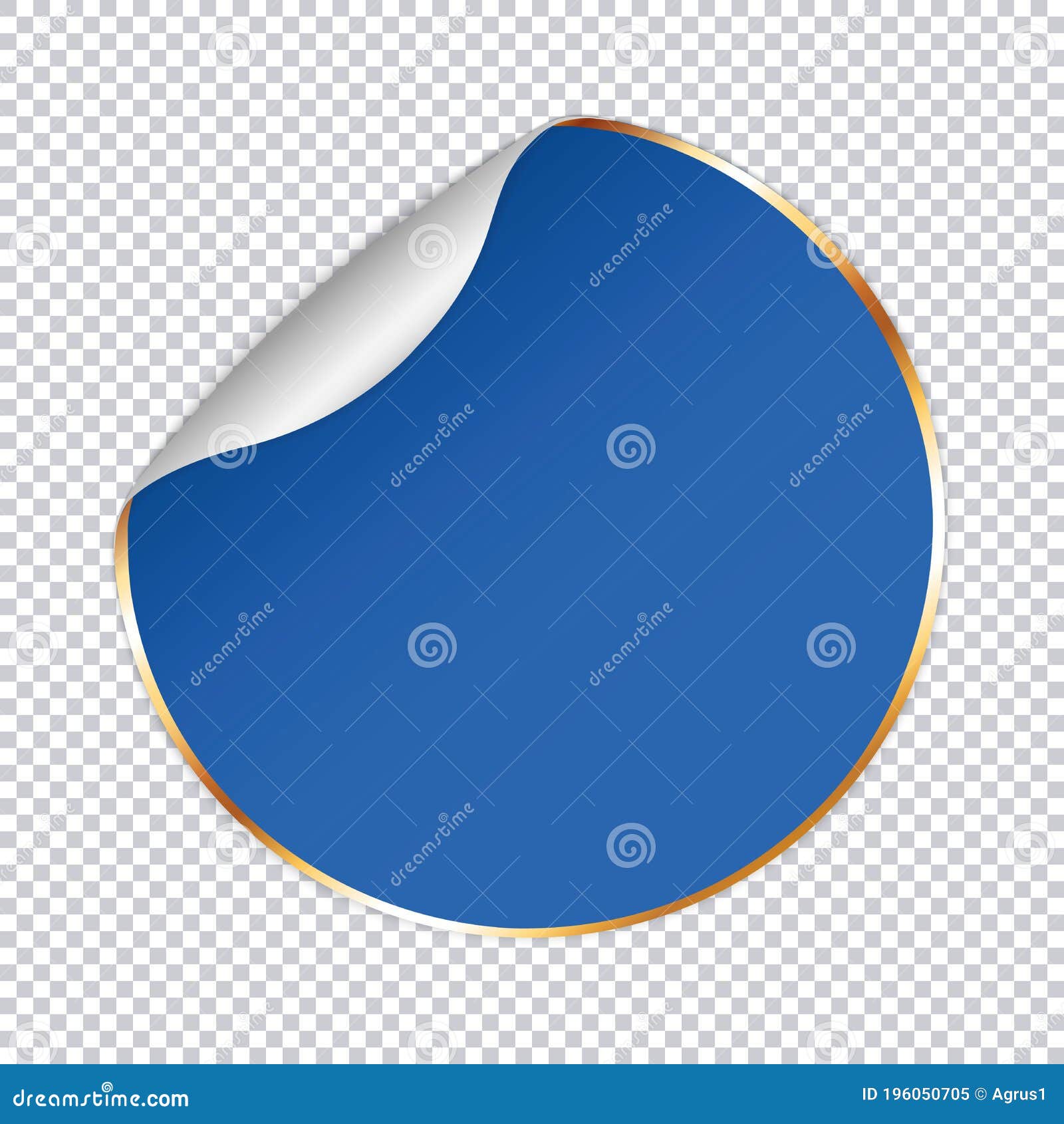 Blue Round Sticker Banner with Gold Frame and Silver Corner on