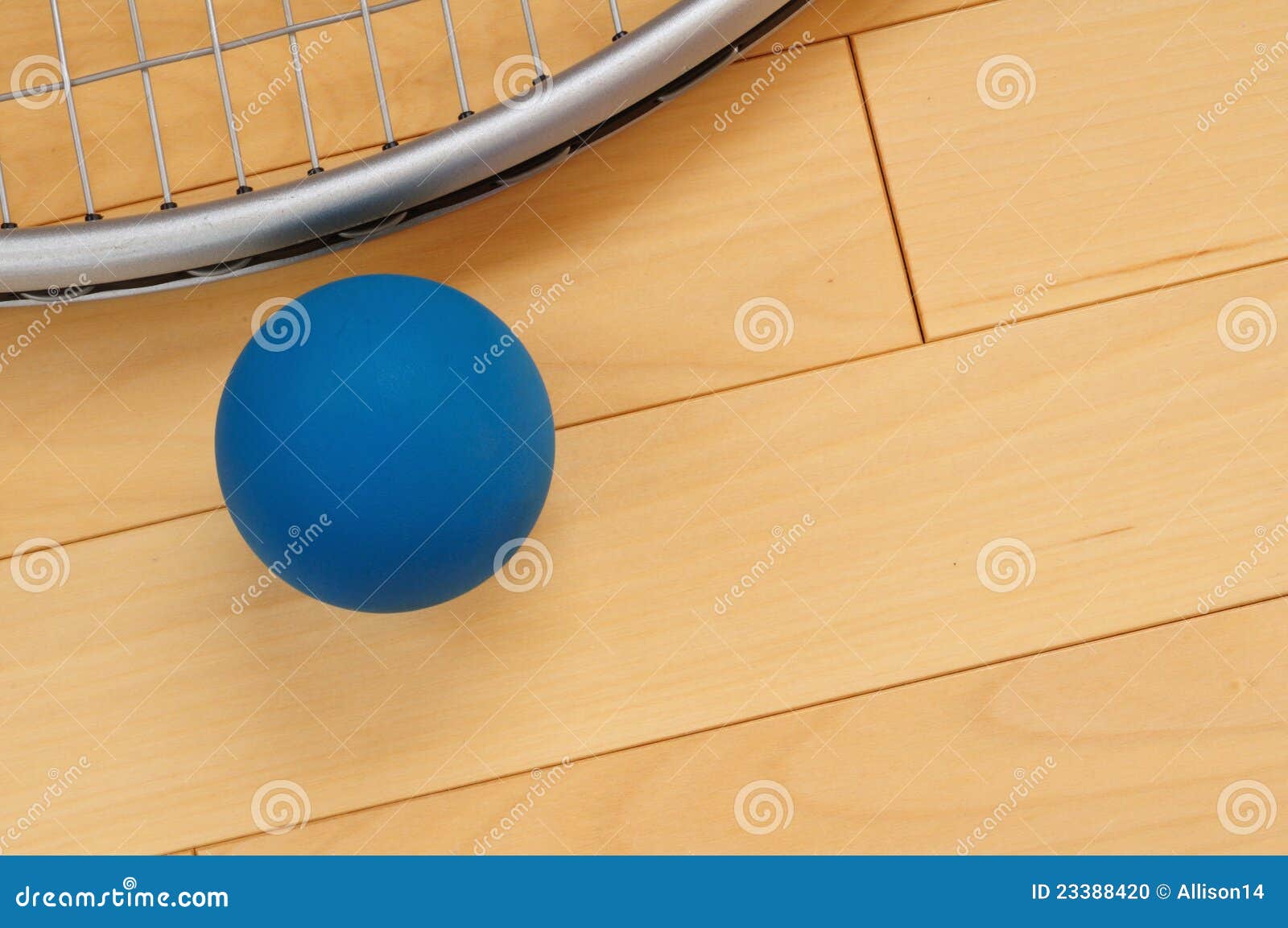 Blue Rubber Racquetball and Racquet Stock Photo Image of hardwood