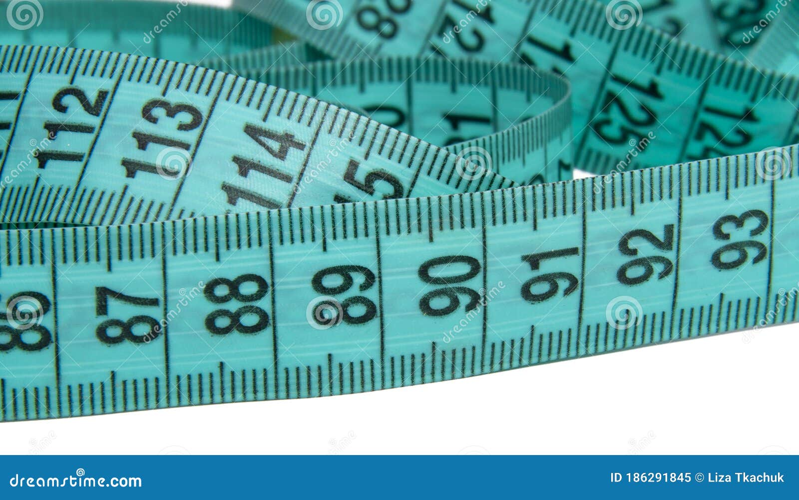 Blue Rubber Tape Measure for Sewing Cloth or Fabric Isolated on