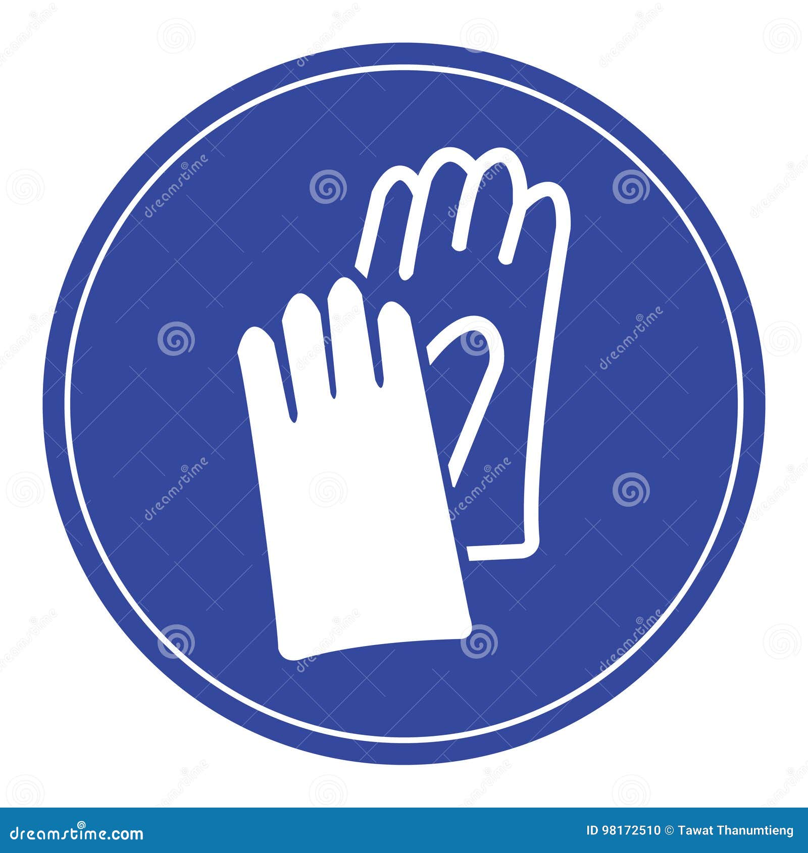 Blue safety gloves sign. stock vector. Illustration of symbol 98172510