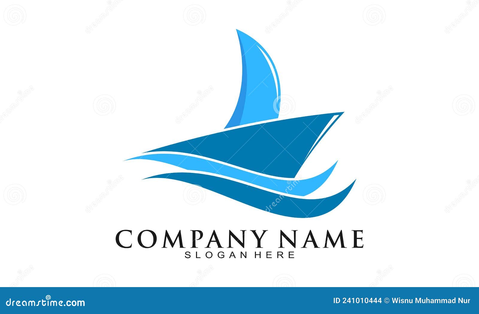 Blue Sailboat on the Sea Vector Logo Stock Vector - Illustration of ...