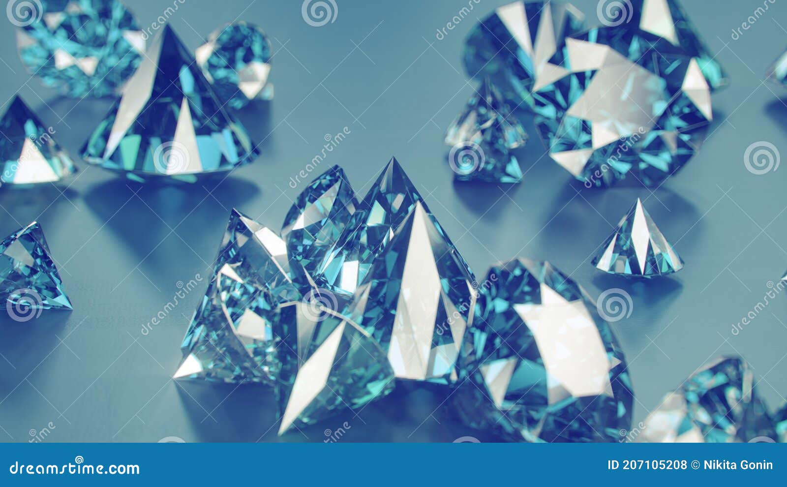 Blue Sapphire Gemstones 3D Render Illustration Stock Illustration
