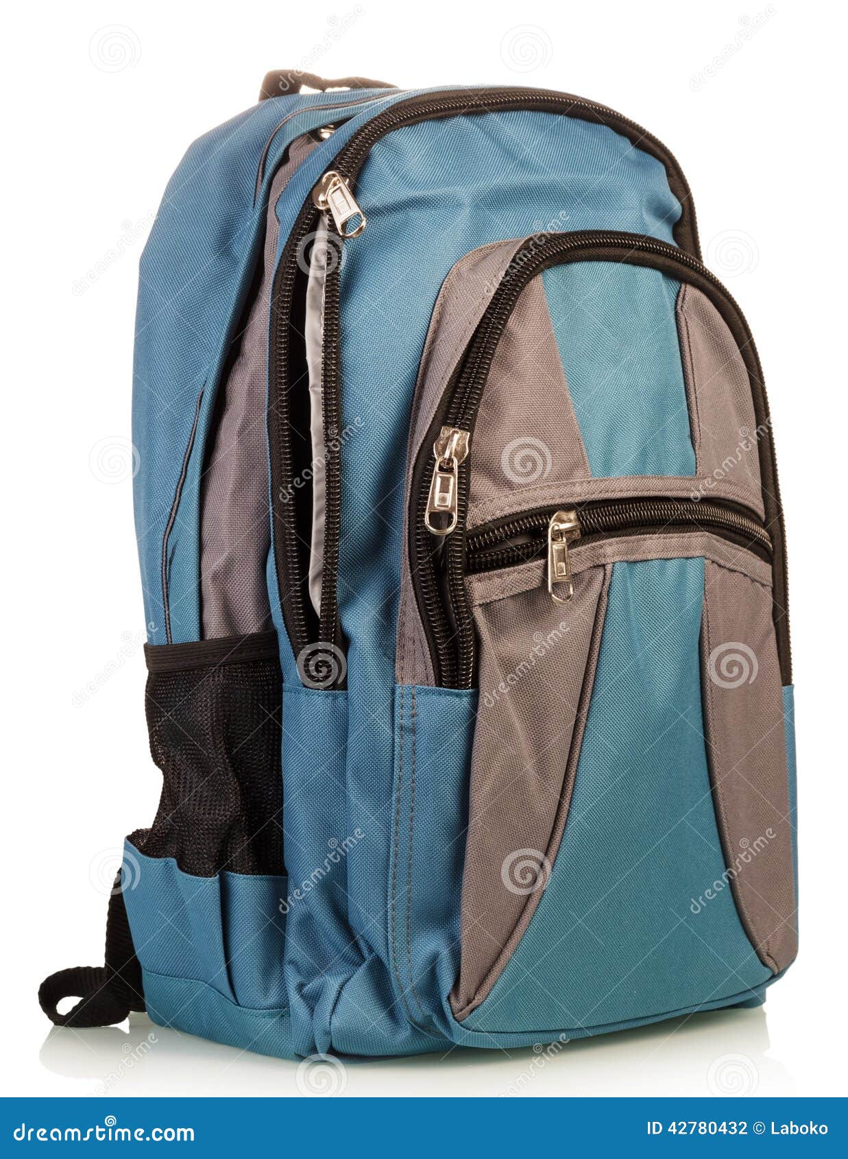 Blue school backpack stock photo. Image of single, object 42780432