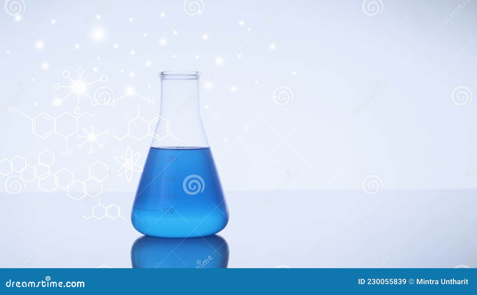 Blue Science Glass Tube Experiment on Table with Icons Science Copy