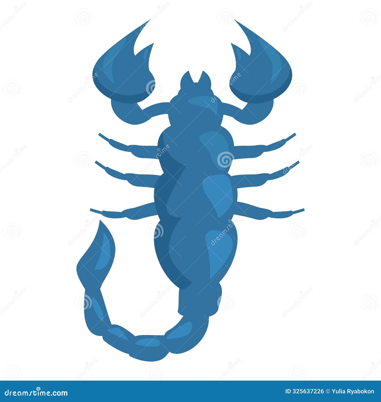 blue scorpion spreading its claws and tail ready to strike