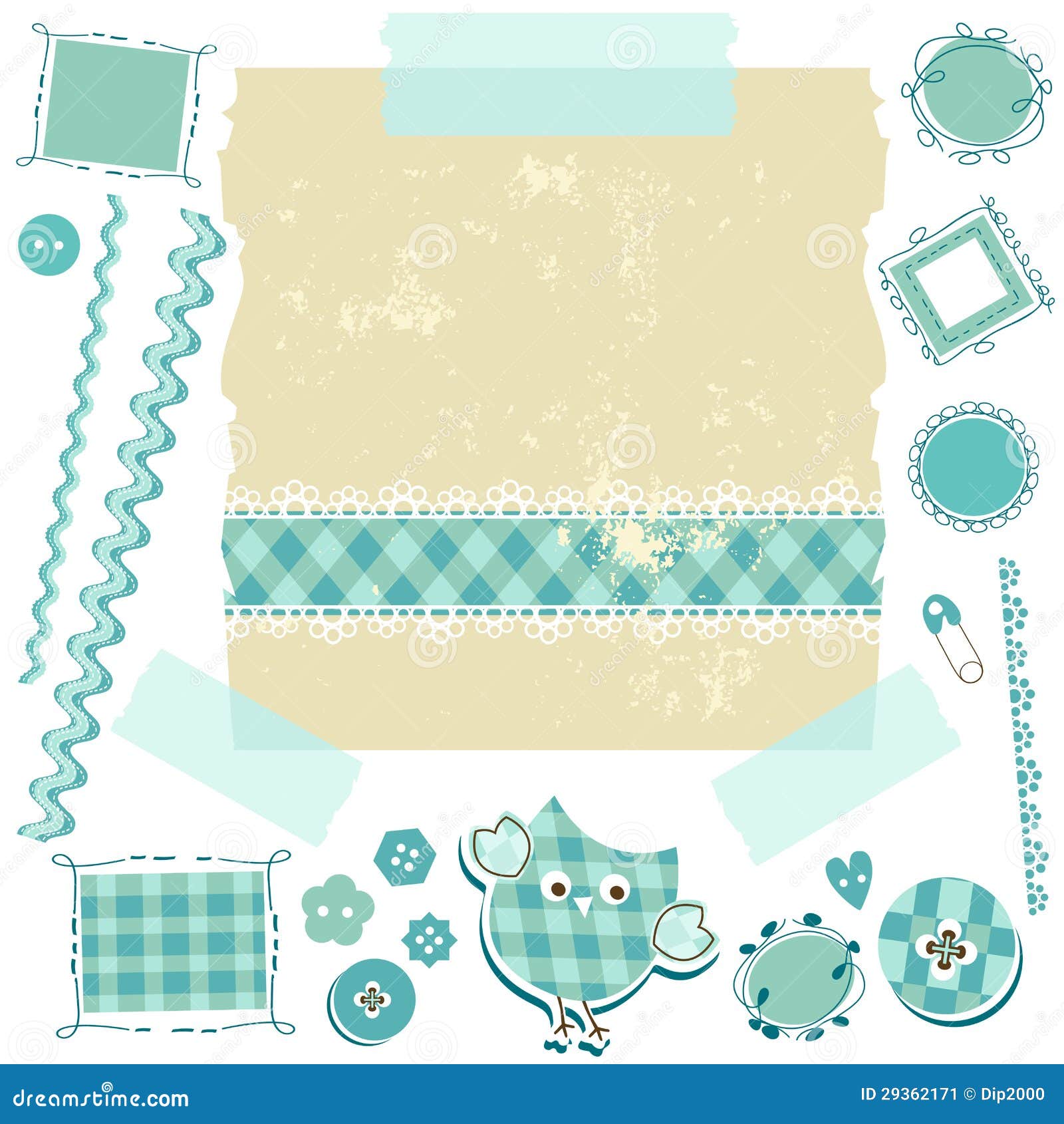 Blue scrapbook kit stock vector. Illustration of grunge 29362171