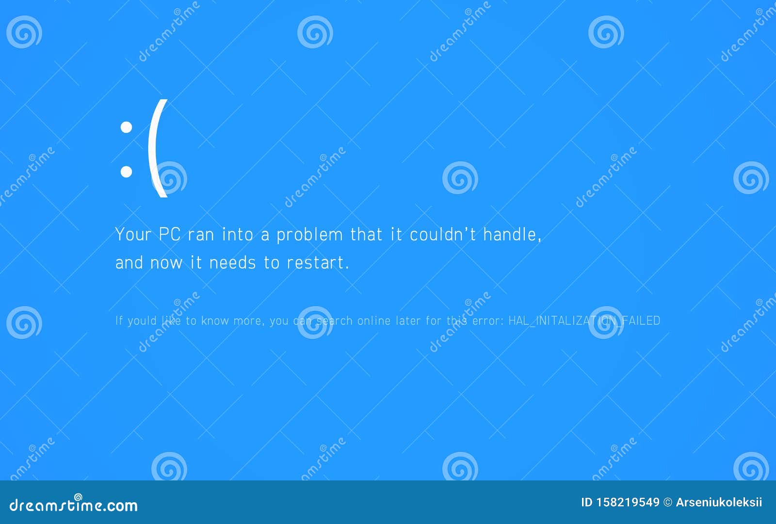 Blue Screen of Death Background. Stock Vector Illustration of failure