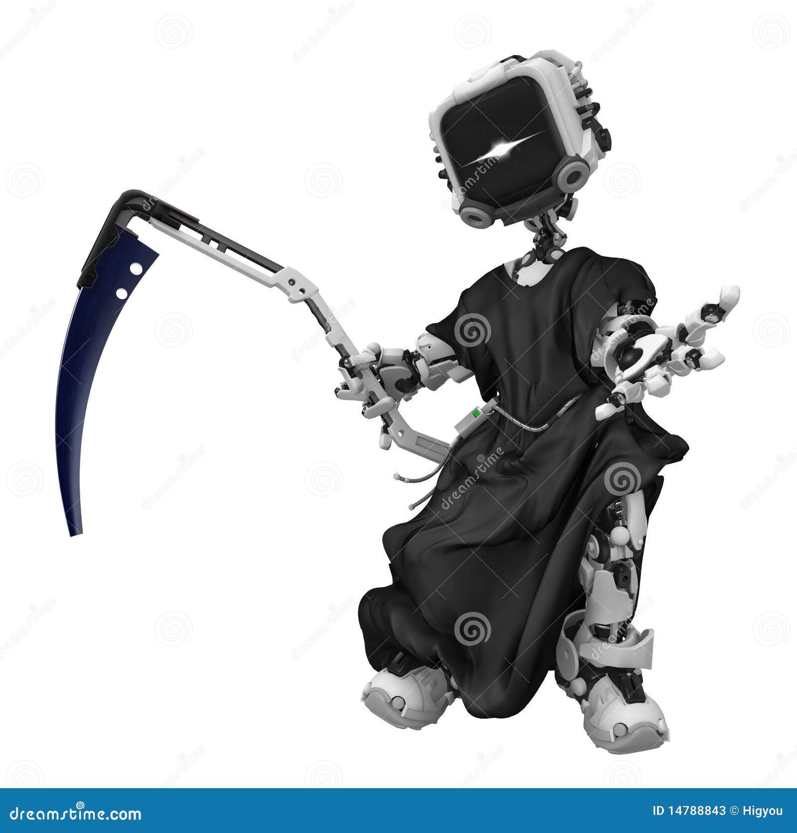 Blue Screen Robot, Grim Reaper Stock Illustration - Illustration of  costume, black: 14788843