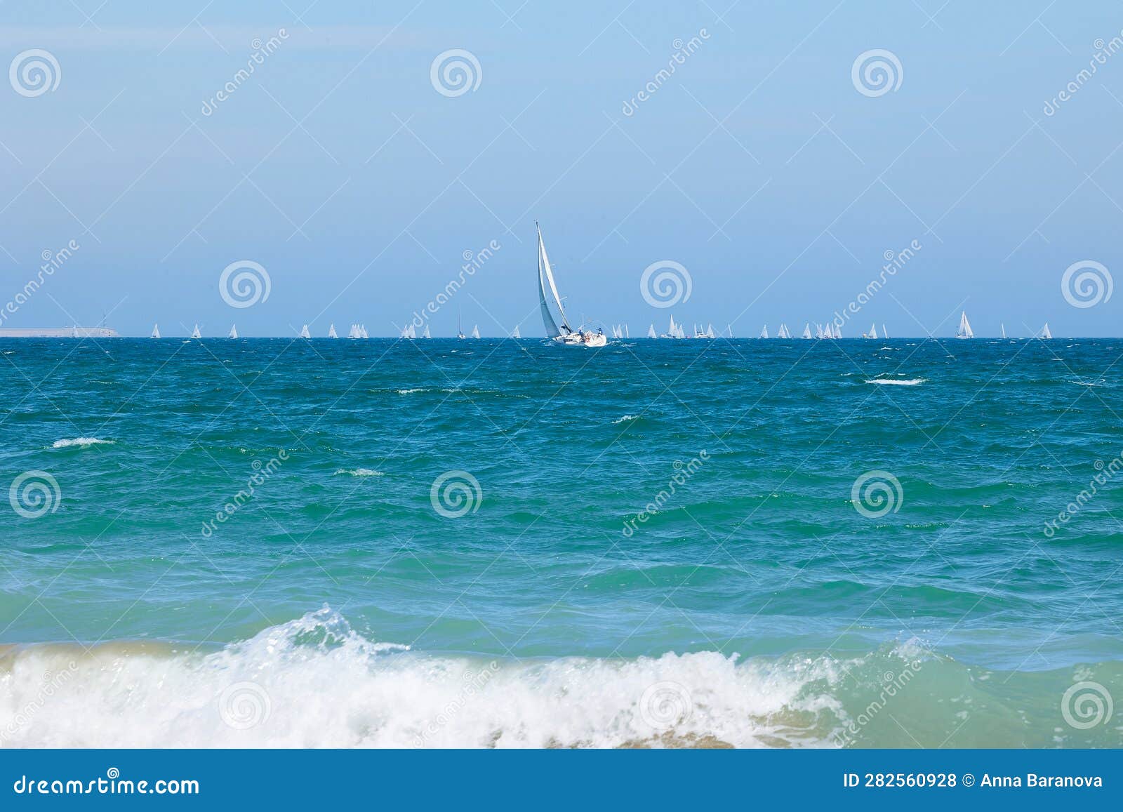blue sea, clear skies and a lot of sailboats