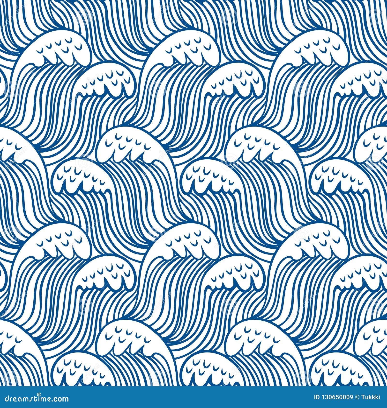 blue seamless nautic wave pattern, linear 